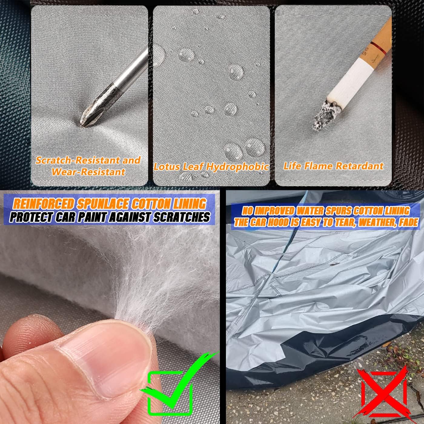 Waterproof Zipper Doors Car Cover for Pickup, Chevrolet Silverado 1500 2500 3500/ Ford F-150 F-250/ Ram 1500 2500 3500, for Indoor Outdoor Sunscreen UV Prevention Snowproof Wind, 230"-260",C9