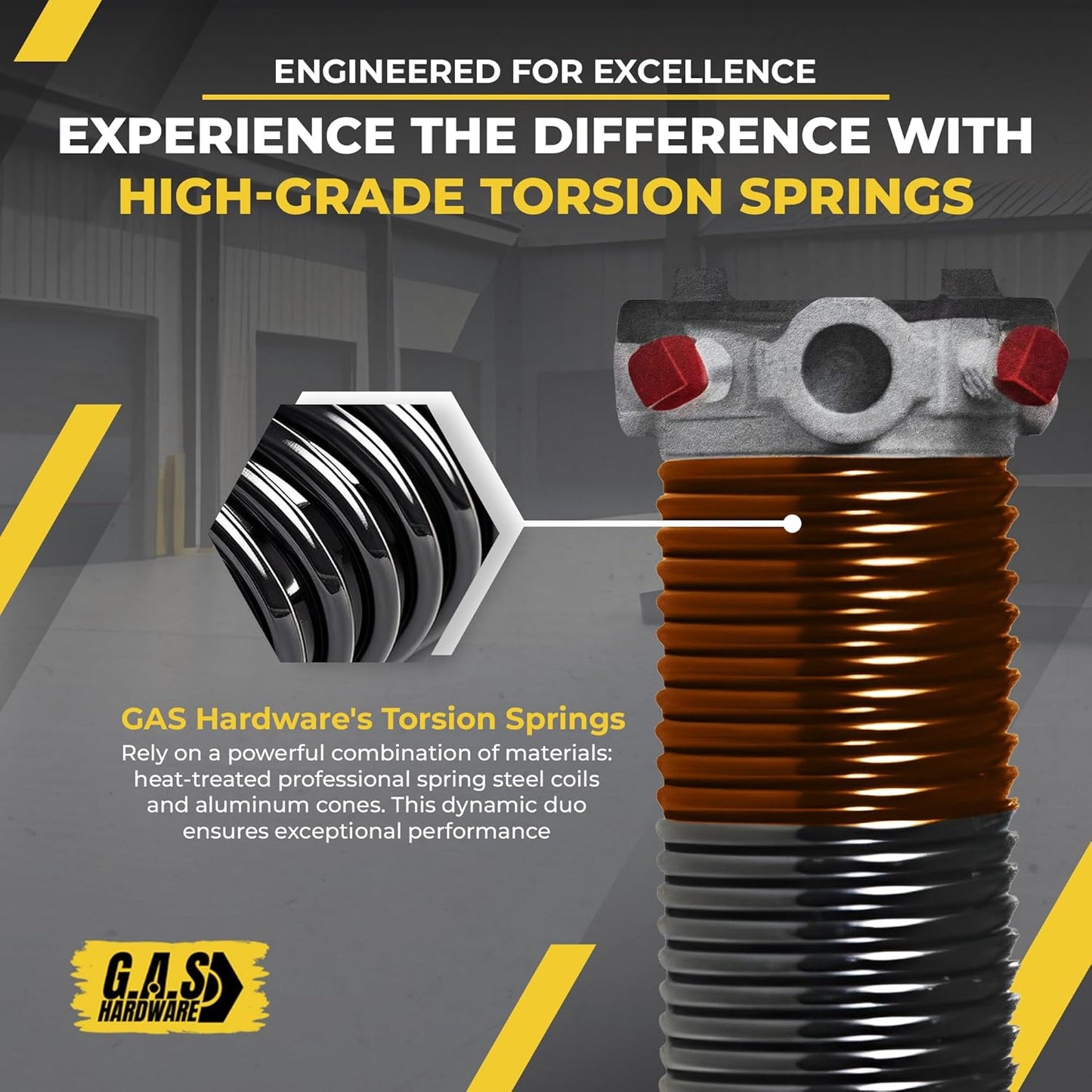 Garage Door Torsion Spring 192x2x24 Torsion Spring for Right Side of Garage Door with 1" Steel Bearing, Gloves, and Winding Bars Precision E-Coating 5-Year Warranty Minimum 30,000 Cycles (Black Cone)