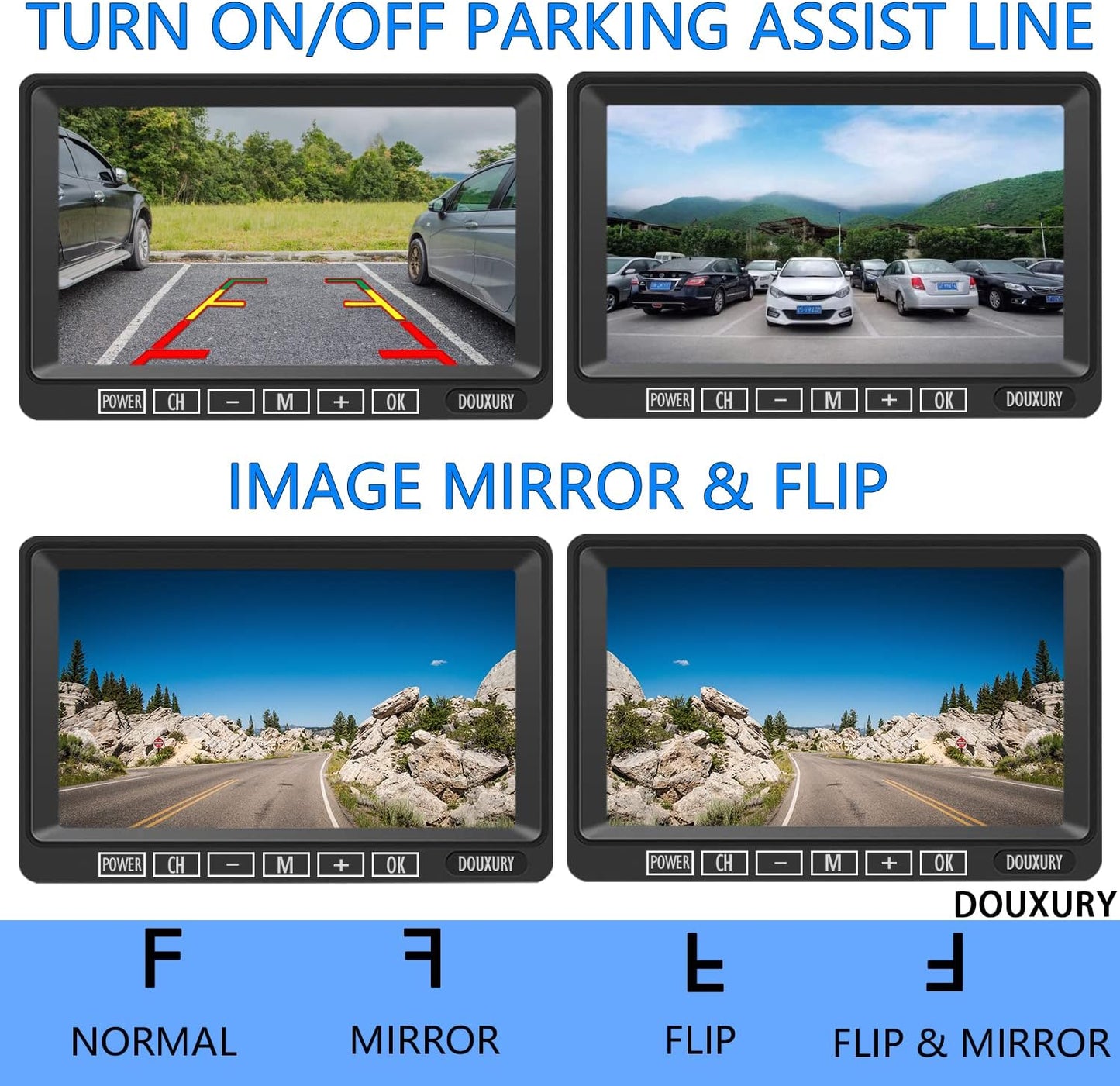 Wireless Backup Camera for RV Truck Trailer Camper Bus 5th Wheel 3 Rear/Side View Cameras 1080P 4-Split 7" Screen with Adapter for Furrion Pre-Wired Night Vision IP69 Waterproof 170° Wide View Angle