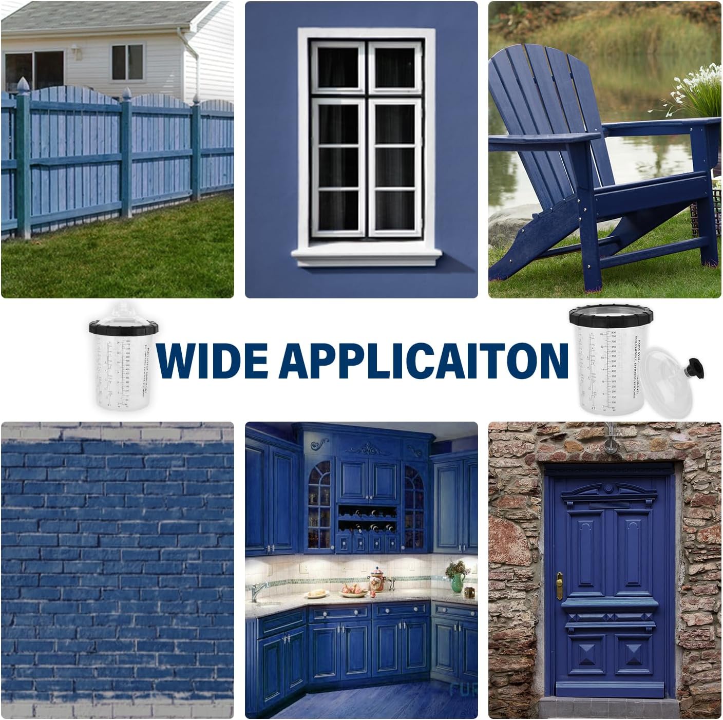 Disposable Paint Spary Gun Cups(800 ML/27 OZ), Spray Paint Cup Kit with 45 Cup Liners, 45 Lids, 10 Sealing Plugs, 1 Retainer Ring, 1 Hard Cup