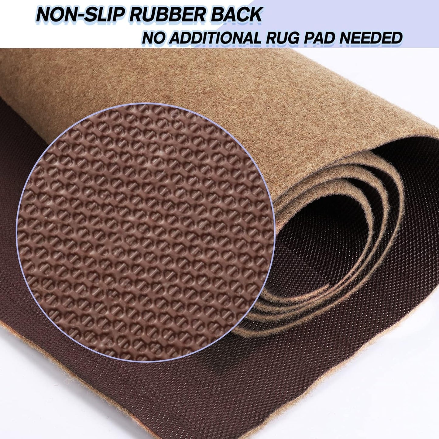 Custom Size Backed Non-Slip Area Rugs Runner, Easy Clean, Waterproof Runner Rugs for Hallway Entryway, Kitchen, Laundry, 3FT x 15FT, Beige