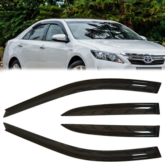 4pcs Outside Mount Style Sun Rain Guard Durable Side Window Wind Deflectors Dark Smoke Vent Window Visors Compatible with Toyota 1997-2001 Camry