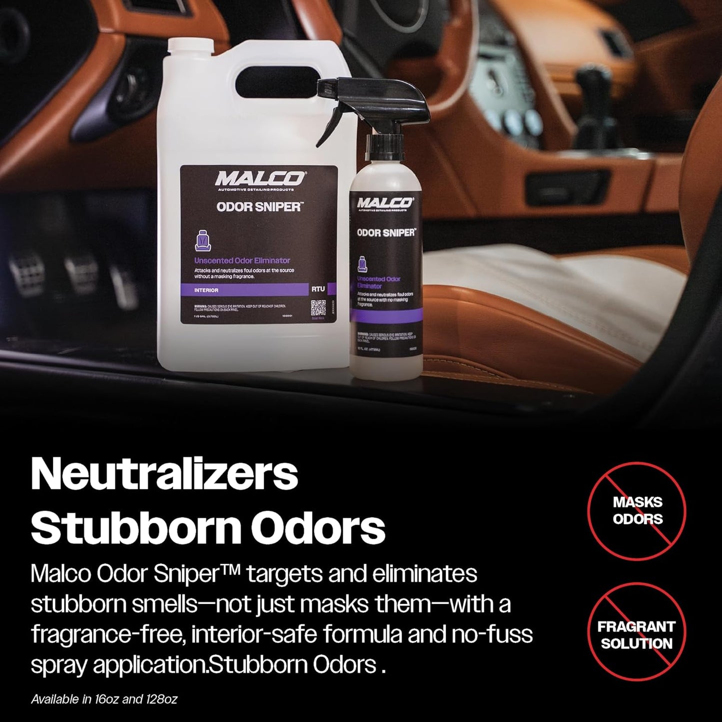 Malco Odor Sniper - Fragrance Free Odor Eliminator for Car Interiors/Penetrates Odors at the Source/Chemically Neutralizes Foul Scents in Your Vehicle / 1 Gallon (199001)