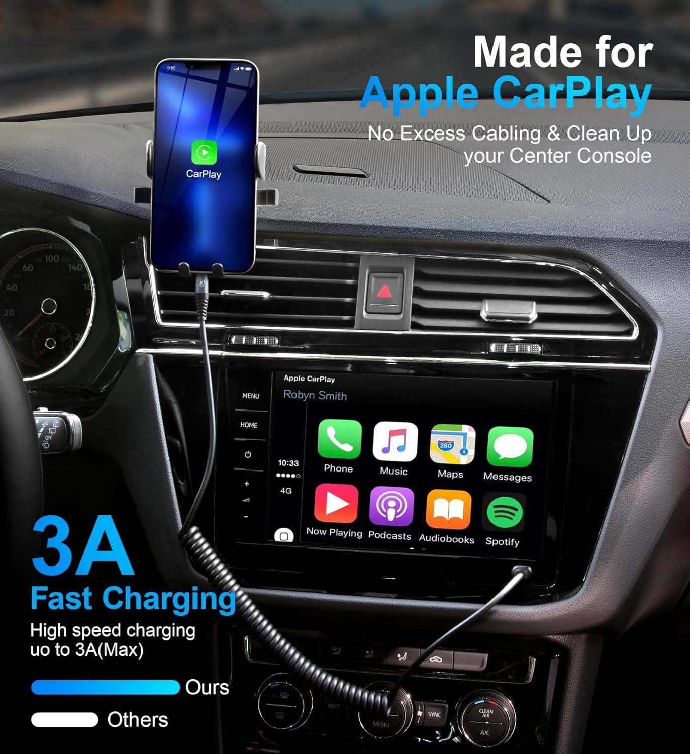 USB C to Lightning Cable 3FT 2Pack, Coiled iPhone Charger Fast Charging for Car [Apple MFi Certified] Short USBC iPhone Cord Compatible with iPhone14/13/12/11 Pro Max/XS MAX/8/Plus/iPad/CarPlay