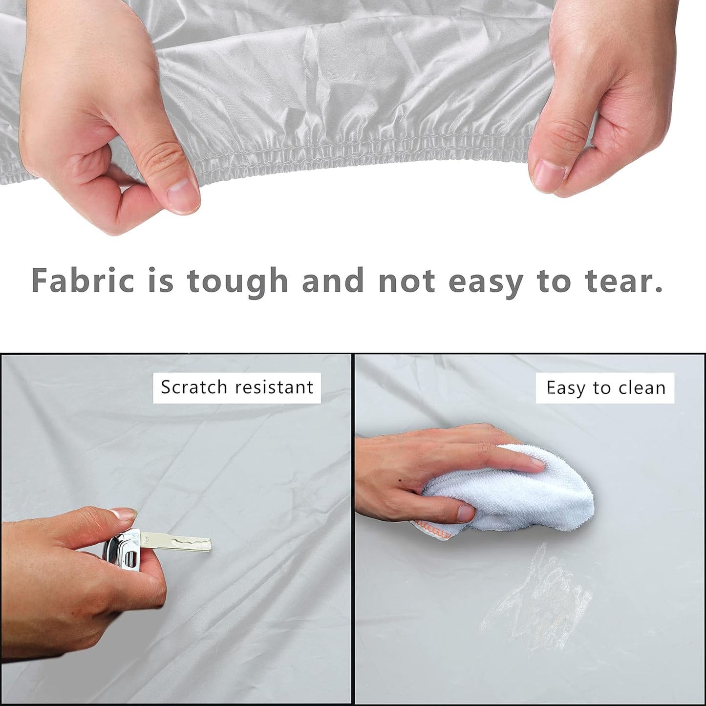 MORNYRAY Waterproof Car Cover All Weather Snowproof UV Protection Windproof Outdoor Full car Cover, Universal Fit for Sedan (Silvery, Fit Hatchback Length(Up to 173 inch)