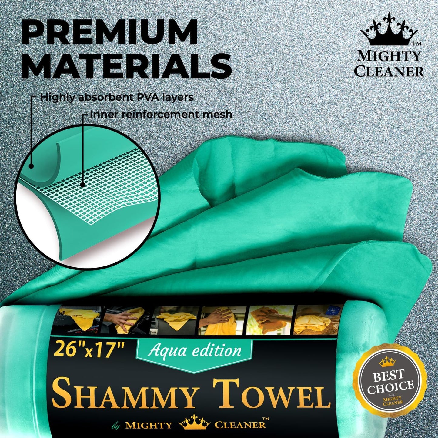 Premium 2pk +1 Free Shammy Cloth for Car Drying - 26"x17" - Super Absorbent Chamois Towel for Car - Scratch-Free, Reusable & Soft
