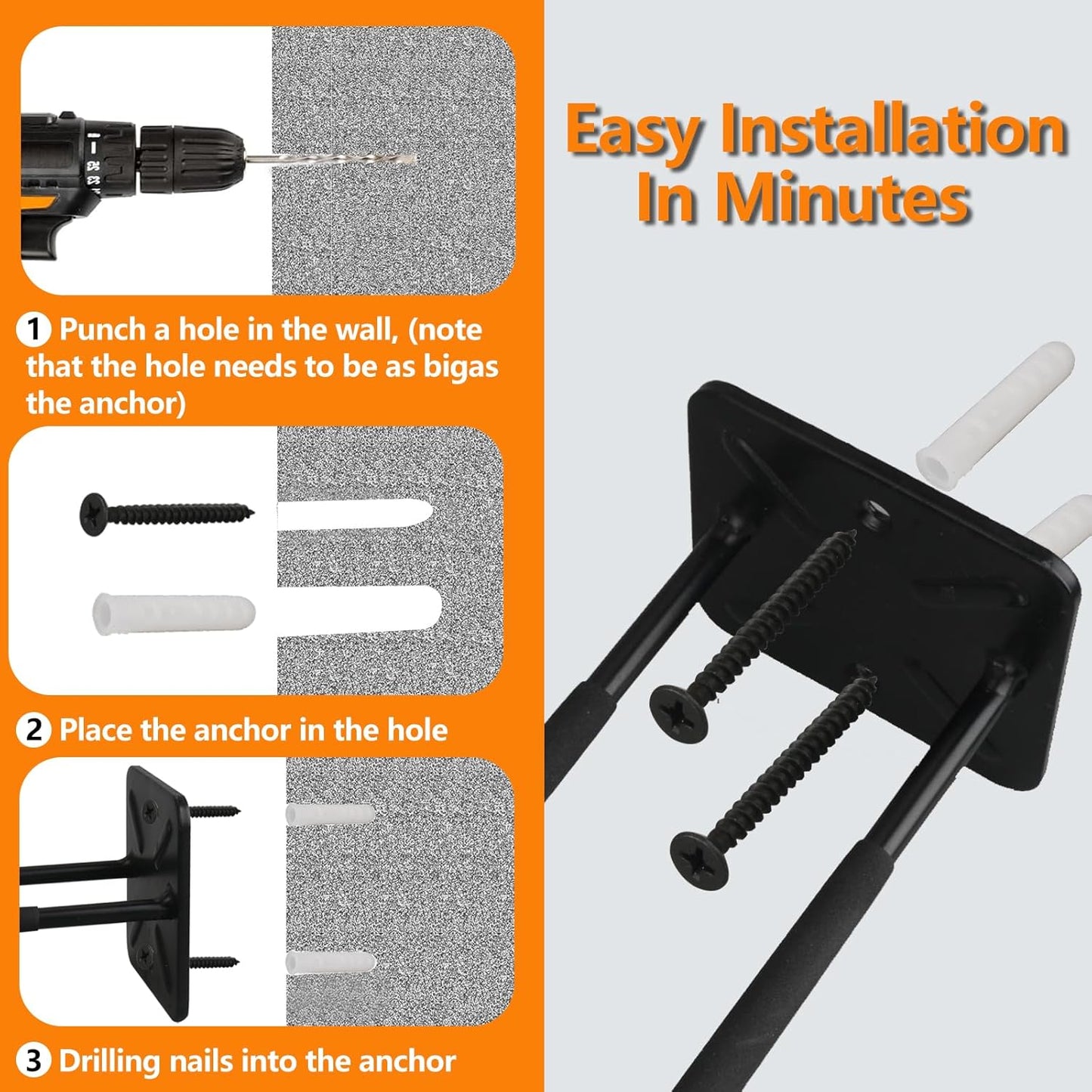 Folding Chair Rack, Heavy Duty Garage Wall Mount Organizer and Holder, Multi-Use Storage Hooks for Chairs, Ladders, Garden and Yard Tools, Durable Metal Utility Hangers (2 Pack)