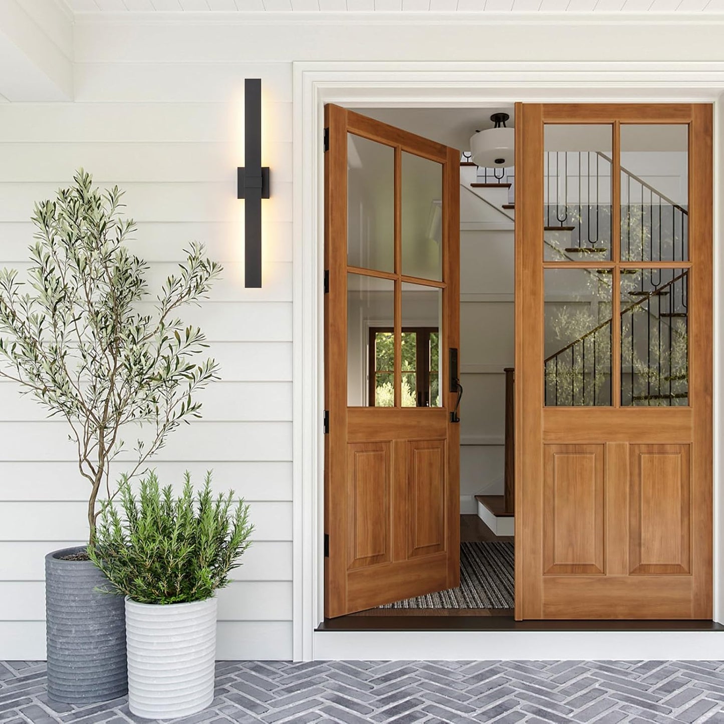 Black Modern LED Outdoor Wall Sconce 31.5" Long Outdoor Wall Lights Exterior Lighting Fixtures for House Porch Patio Garage Front Door, Easily Install Anywhere