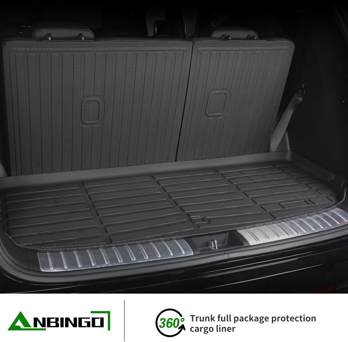 ANBINGO® Floor Mats & SeatBack Cargo Liner | CX90 2024-2025 7 Passenger | 2nd Row with Bucket Seat or Captain Seat | (60/40 Velcro Tape Fixed Backmats) TPE 3 Rows Waterproof Car Mat