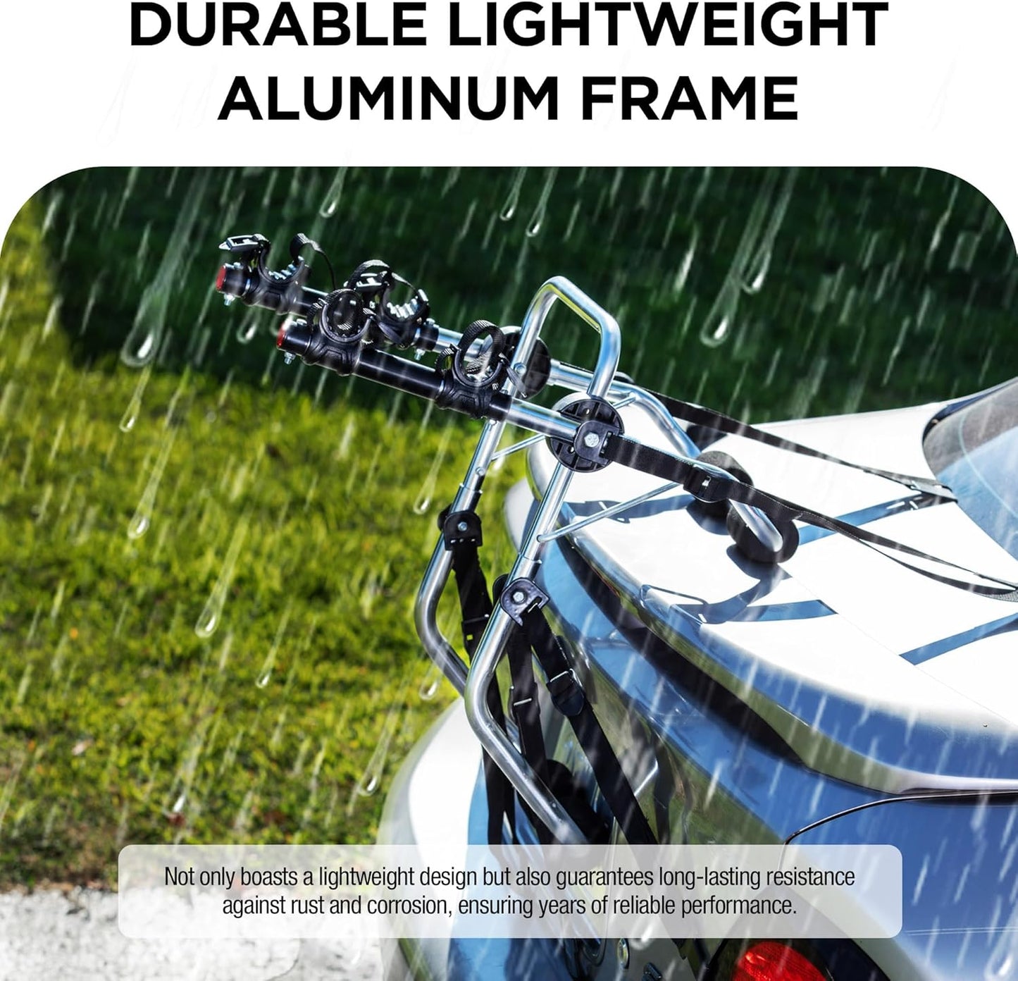 Young Aluminum 2-Bike Rack Trunk Mount, Hightweight for 2 Bicycles Up to 70 lbs Load