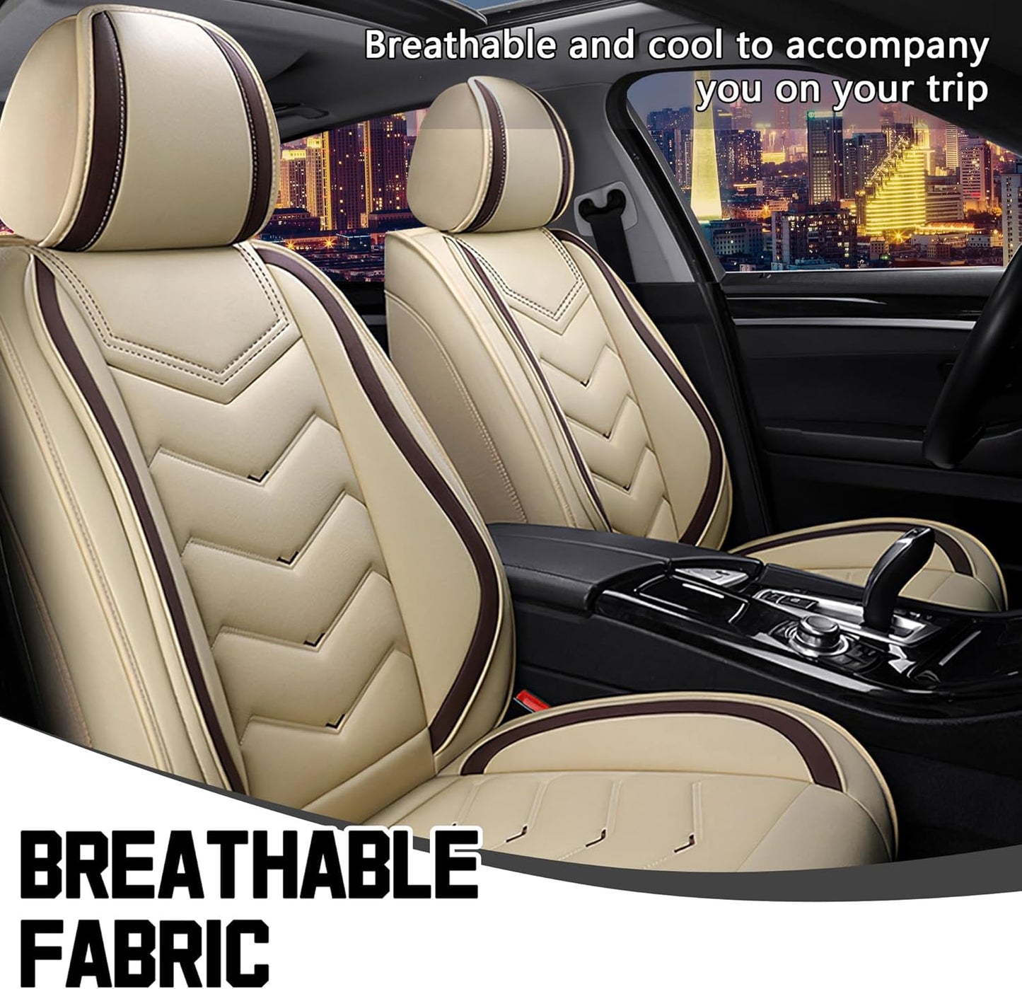 Car Seat Covers for Chrysler Pacifica 2004-2025, Stylish Sport Seat Cover, Premium Nappa Leather Car Seat Cover. Automobile Seat Covers Sets.(Standard 2 Seats/Beige)