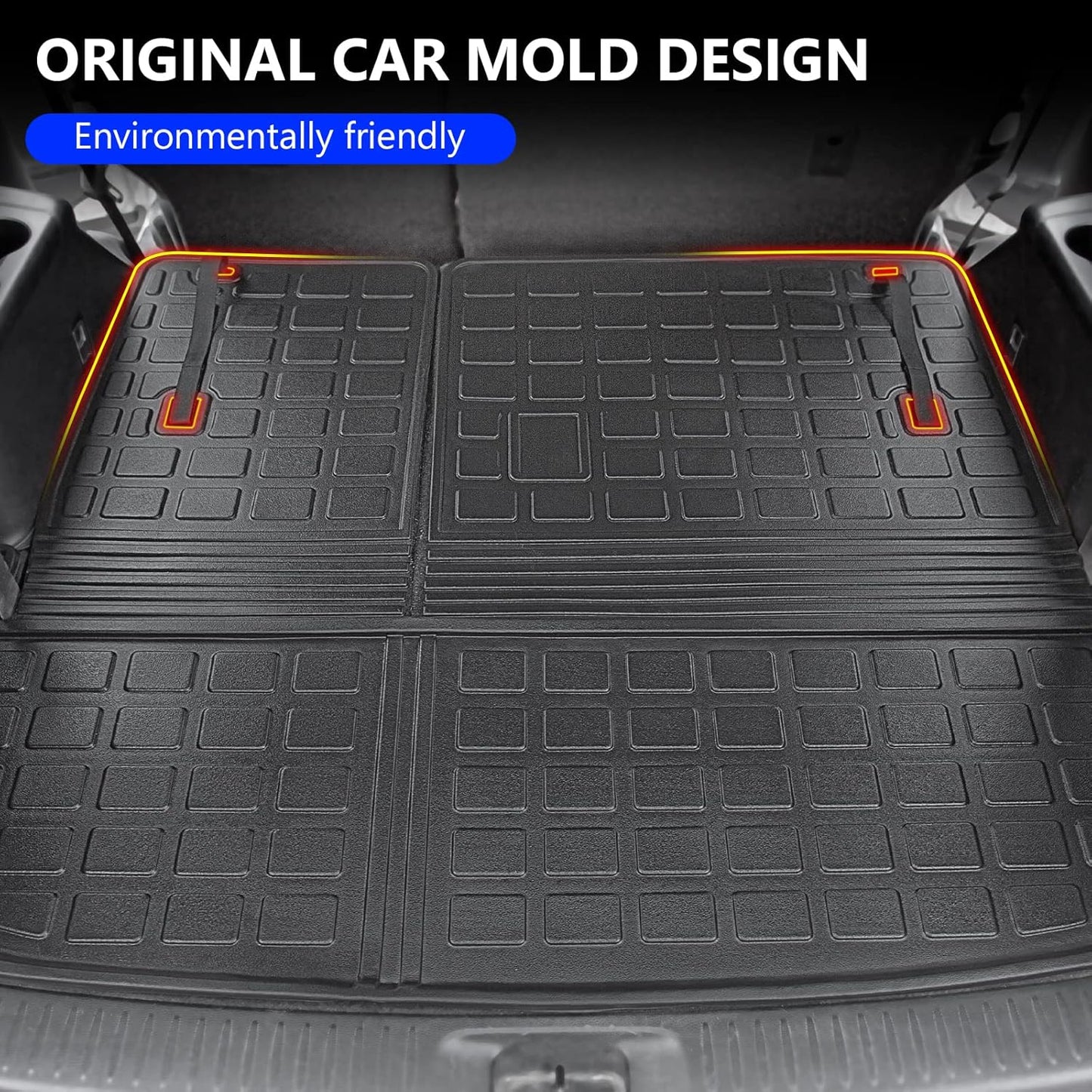 powoq Floor Mat Compatible with 2014-2019 Toyota Highlander Cargo Mat TPE All Weather Protection Cargo Liner Trunk Liner Replacement for 2014-2019 Toyota Highlander Accessories
