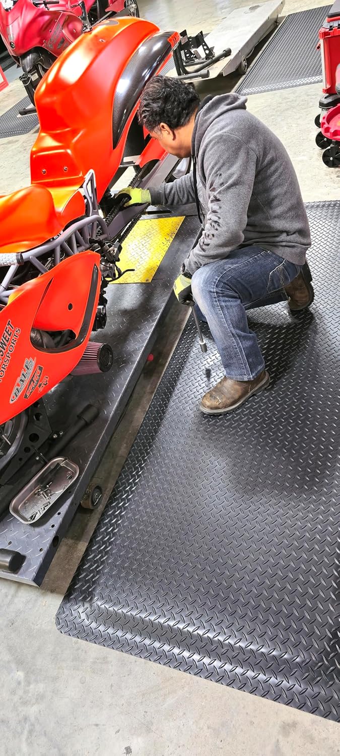 Rhino Mats, American Classic Diamond Anti-Fatigue Mats, Industrial Ergonomic Comfort Standing Mat for Work, Home, Garage, Office, Kitchen or Anywhere (Black 1" Thick, 2 FT. x 13 FT.)