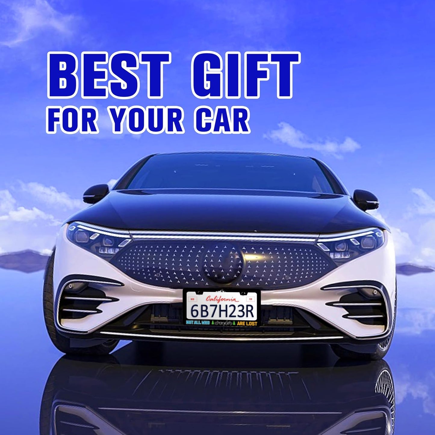 Not All Who Wander are Lost License Plate Frame Mountains Compass License Plate Holders Funny Stainless Steel Auto Accessory Bracket 2 Hole with Screws Universal Us Car License Plate Frames 6x12 Inch