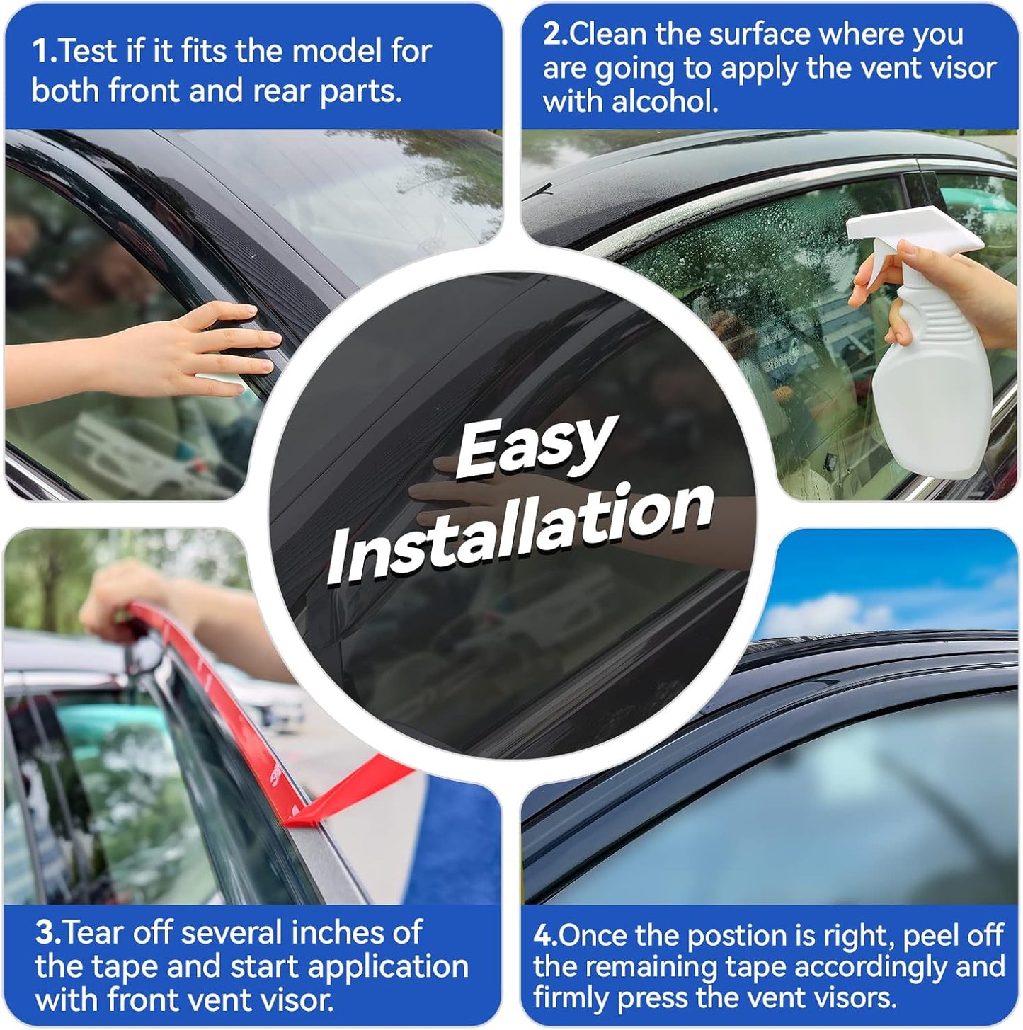 Window Visors Rain Guards for 2019-2025 Nissan Altima, Out-Channel Window Vent Wind Deflectors Visors Shades for 19-25 Altima