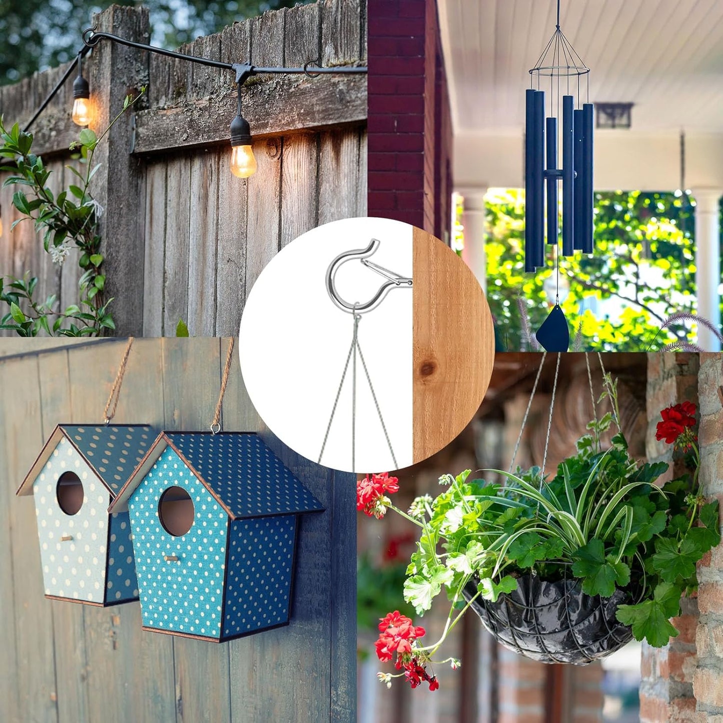 24 PCS Q-Hanger Hooks, Screw Hooks for Outdoor String Lights, Safety Buckle Design Cup Eye Hook for Hanging Christmas Lights, Plants, Mounted on Wall Ceiling, Include 1 Wing Nut Driver, Silver