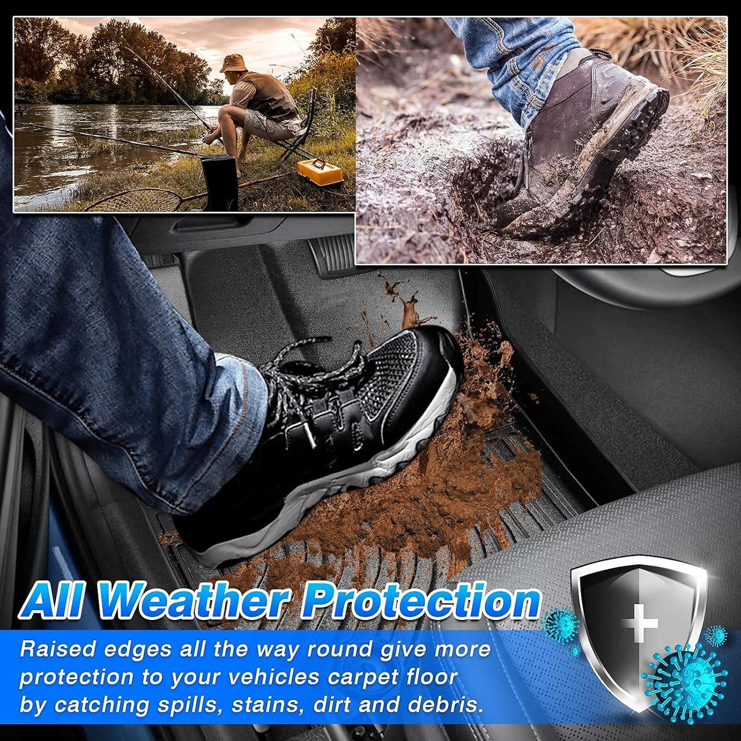 Cartist Custom Fit for Floor Mats Ford Escape 2020-2024 2025 (Not for Hybrid) All Weather Floor Liners TPE Odorless Heavy Duty