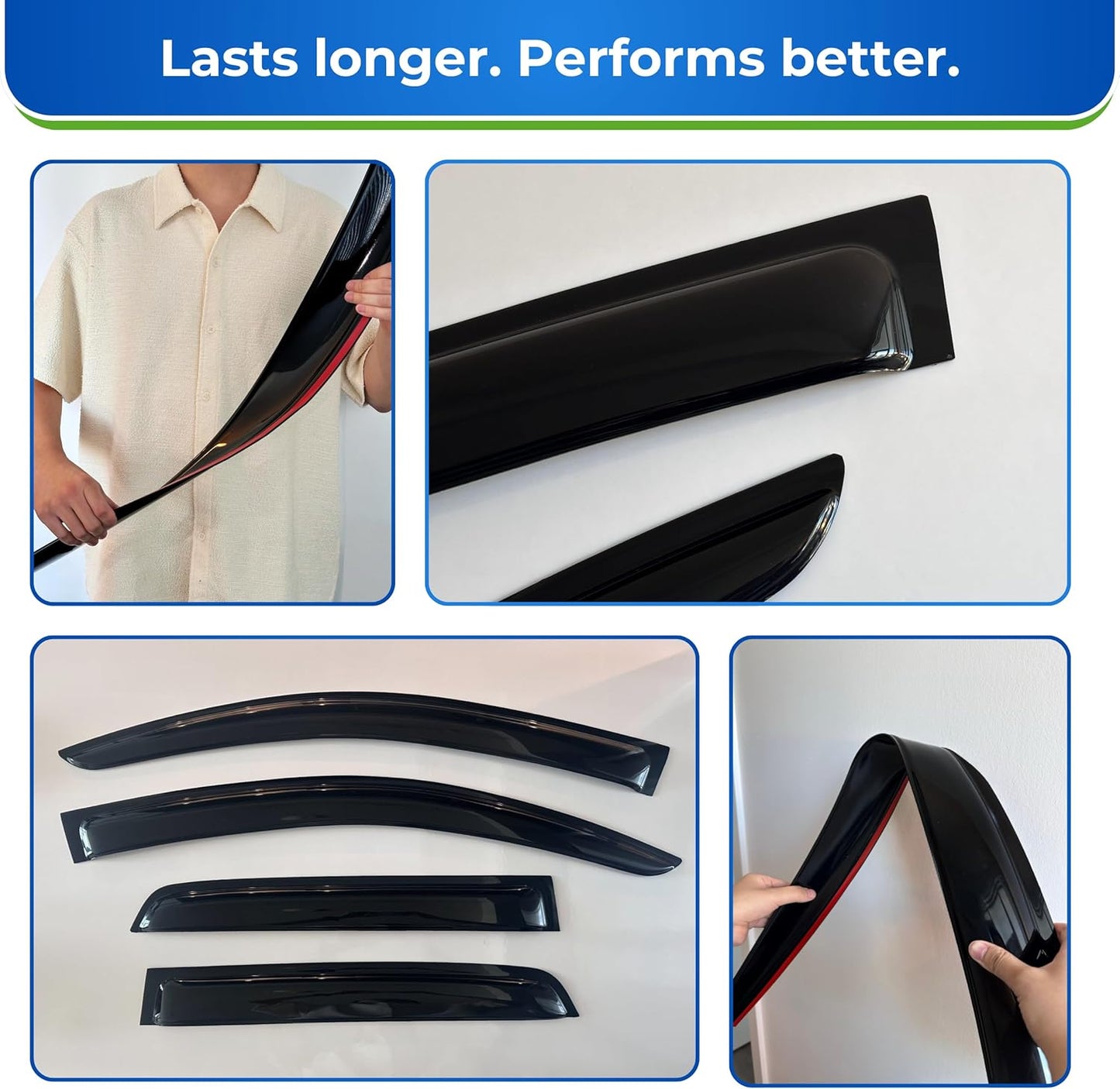 KPY Window Visor Compatible with Mitsubishi Outlander 2022-2024, 4PC Rain Guard Side Window Vent Deflectors Tape-On Style, 2022 2023 2024