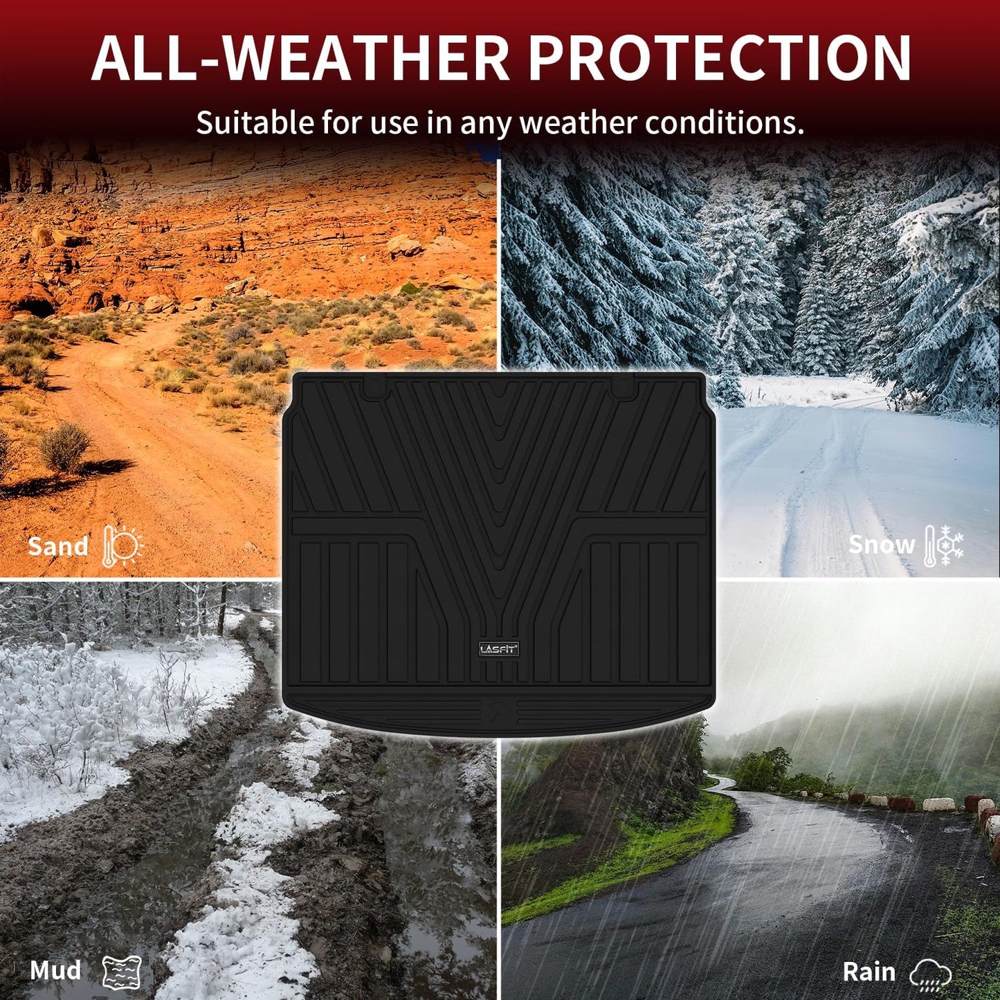 LASFIT Cargo Liner for Honda CR-V 2023 2024 2025 2026 (Include Hybrid Models) All Weather TPE Car Trunk Mat (Upper Position), Cargo Only Black