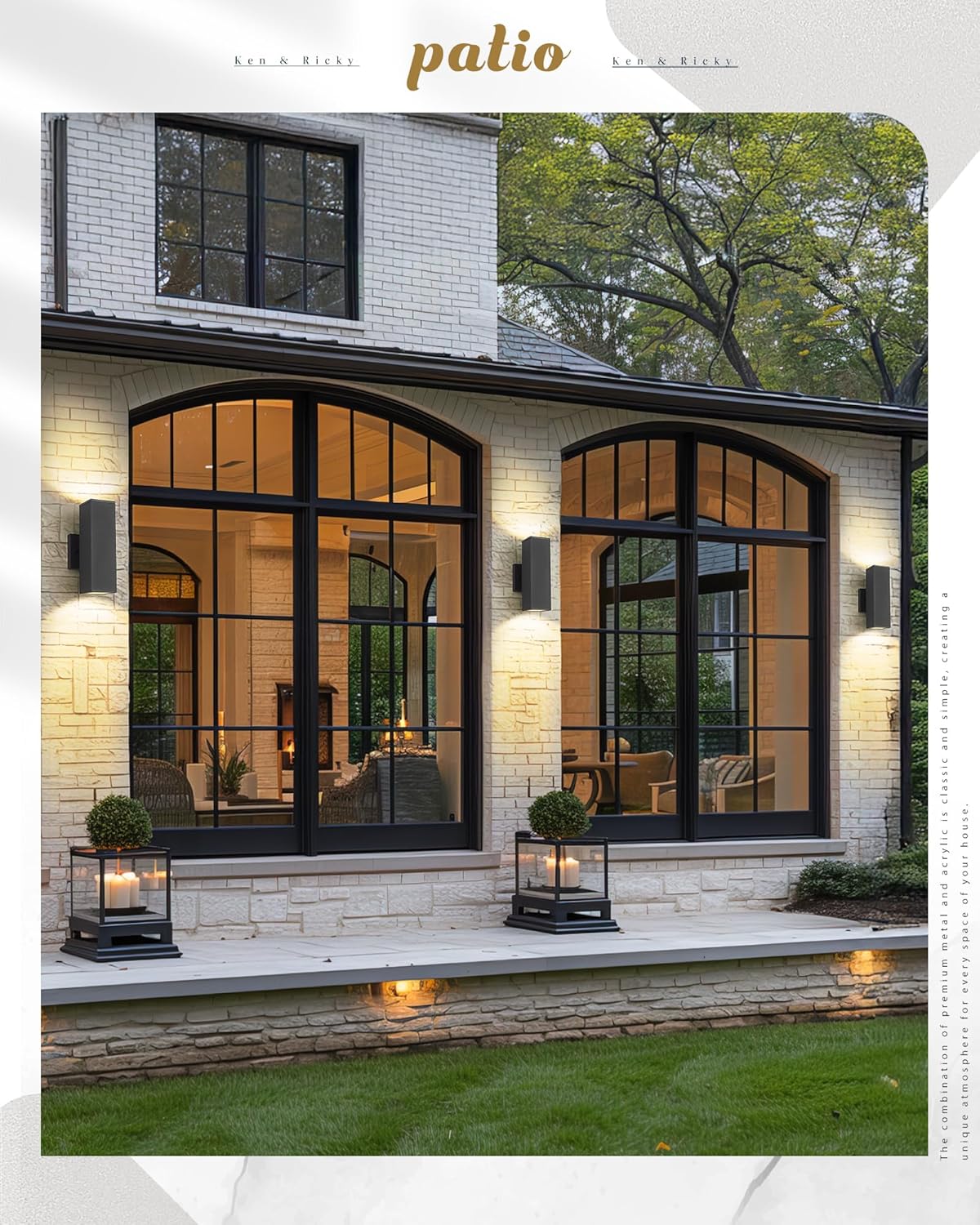 Ken & Ricky 2 Pack Dusk to Dawn Outdoor Lighting, Modern Exterior Lighting Fixtures, Aluminum Front Porch Light, Black Outdoor Wall Sconce with Glass Cover, KR3324-W-2PK-B