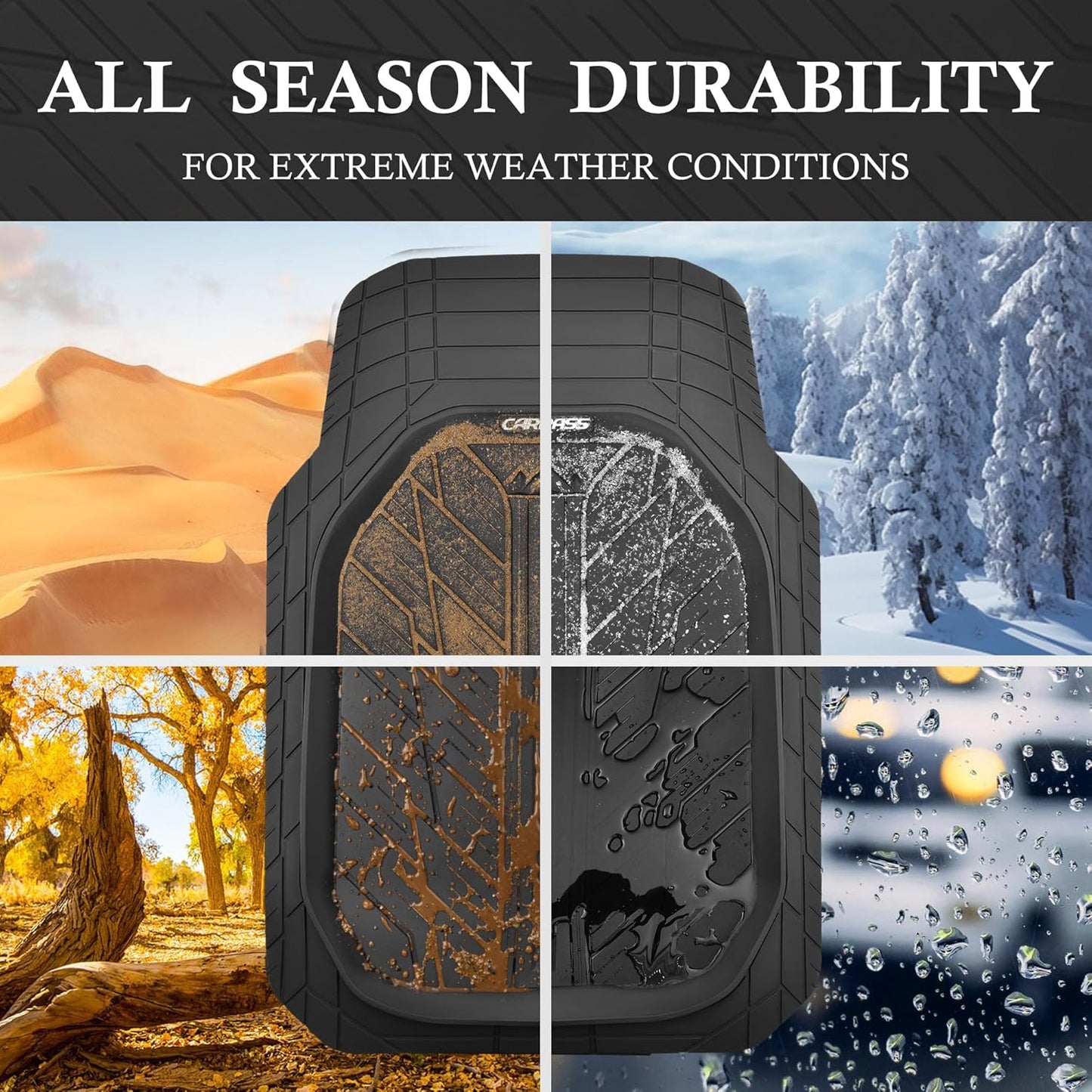 CAR PASS 3 Row Heavy Duty Rubber Car Mats, Deep-Dish All-Weather Floor Mats for 7 Seats 8 Seater 2nd & 3rd, Waterproof Universal Trim to Fit Liner Van,SUV,MPV,7 Passengers Vehicle,(Black 3 Row)