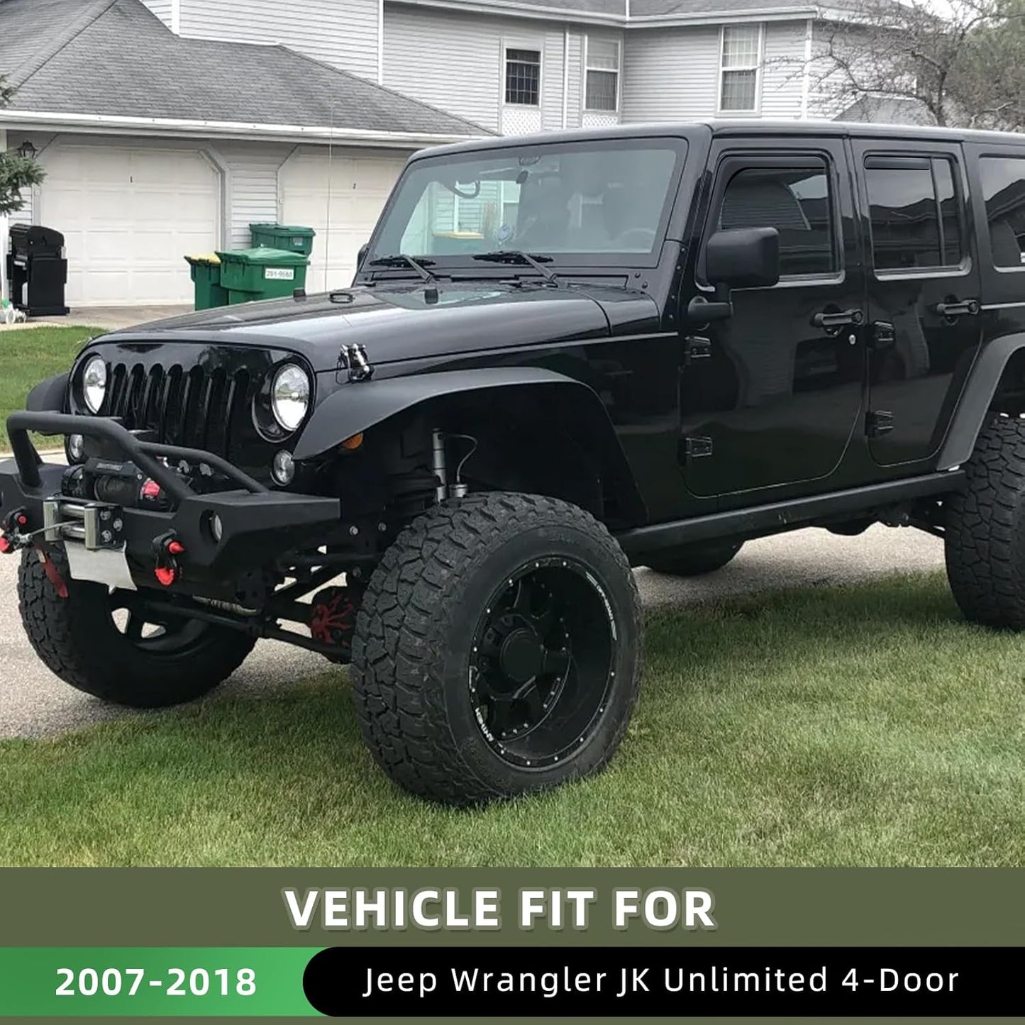 in Channel Rain Guards Fit for 2007-2018 Jeep Wrangler JK Unlimited 4-Door, Durable Window Visors Wind Deflectors, Smoke Vent Shades Shield, 2008 2009 2010 2011 2012 2013 2014 2015 2016 2017