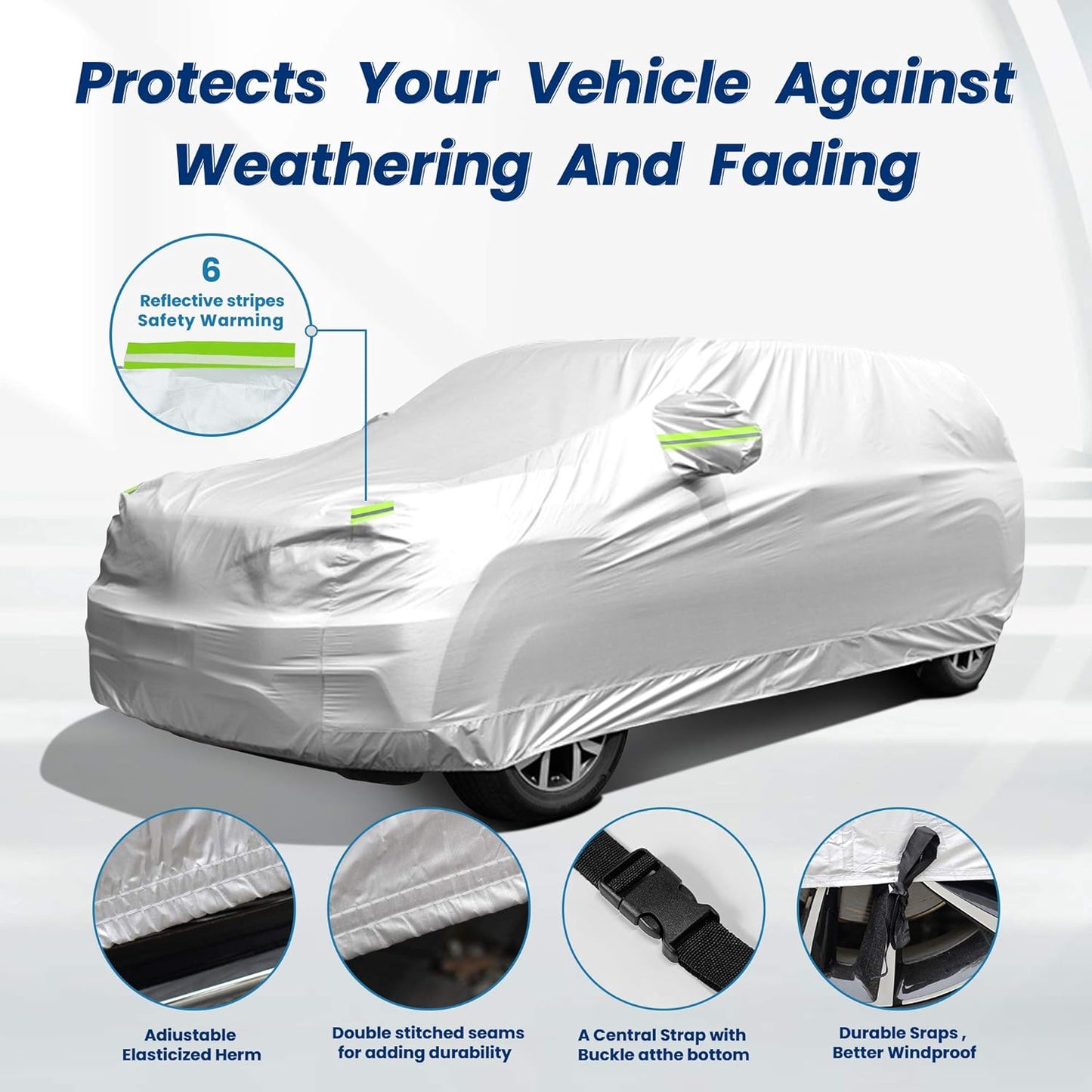 SUV Waterproof Car Covers for Automobiles All Weather Season UV Protection Snowproof Outdoor Full Cover Universal Fit SUV Up to 190’’