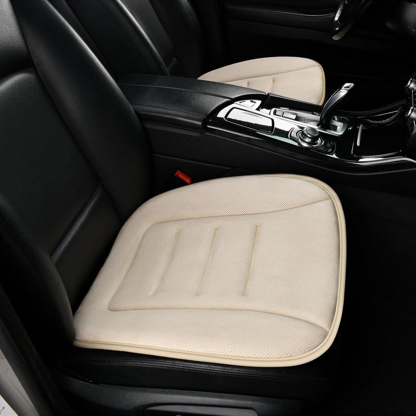 KAYI Car Seat Cushion, Memory Foam Car Seat Cushion, Anti Slip Rubber Bottom Car Seat Cushions for Driving, Suitable for Car and Office Chairs (Cream)