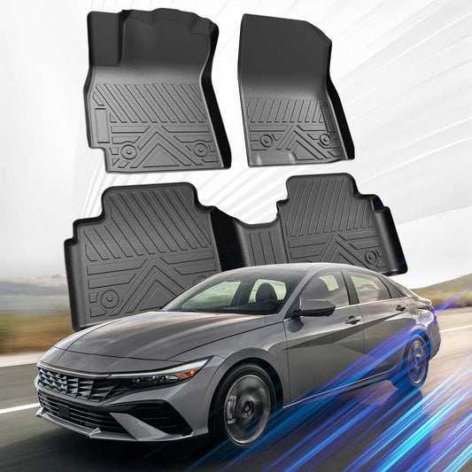 Car Floor Mats for Hyundai Elantra 2021-2025 (Not for Hybrid) & Elantra N 2022-2025 Accessories,TPE All Weather Protection Floor Mats,Custom Fit 1st&2nd Row Car Floor Liners Set,Black