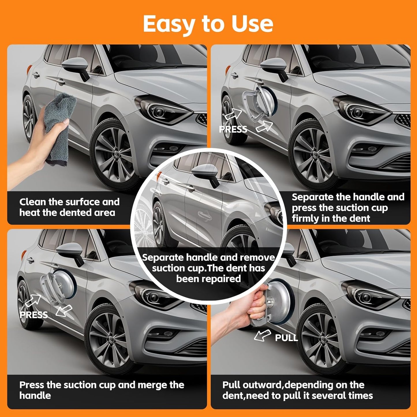 Car Dent Puller, Aluminum Dent Remover Tool for Car,3 Pack Dent Puller Kit, Paintless Dent Removal Kit, Powerful Body Repair Dent Removal Tools, Suction Cup for Car Dents, Glass, Screen