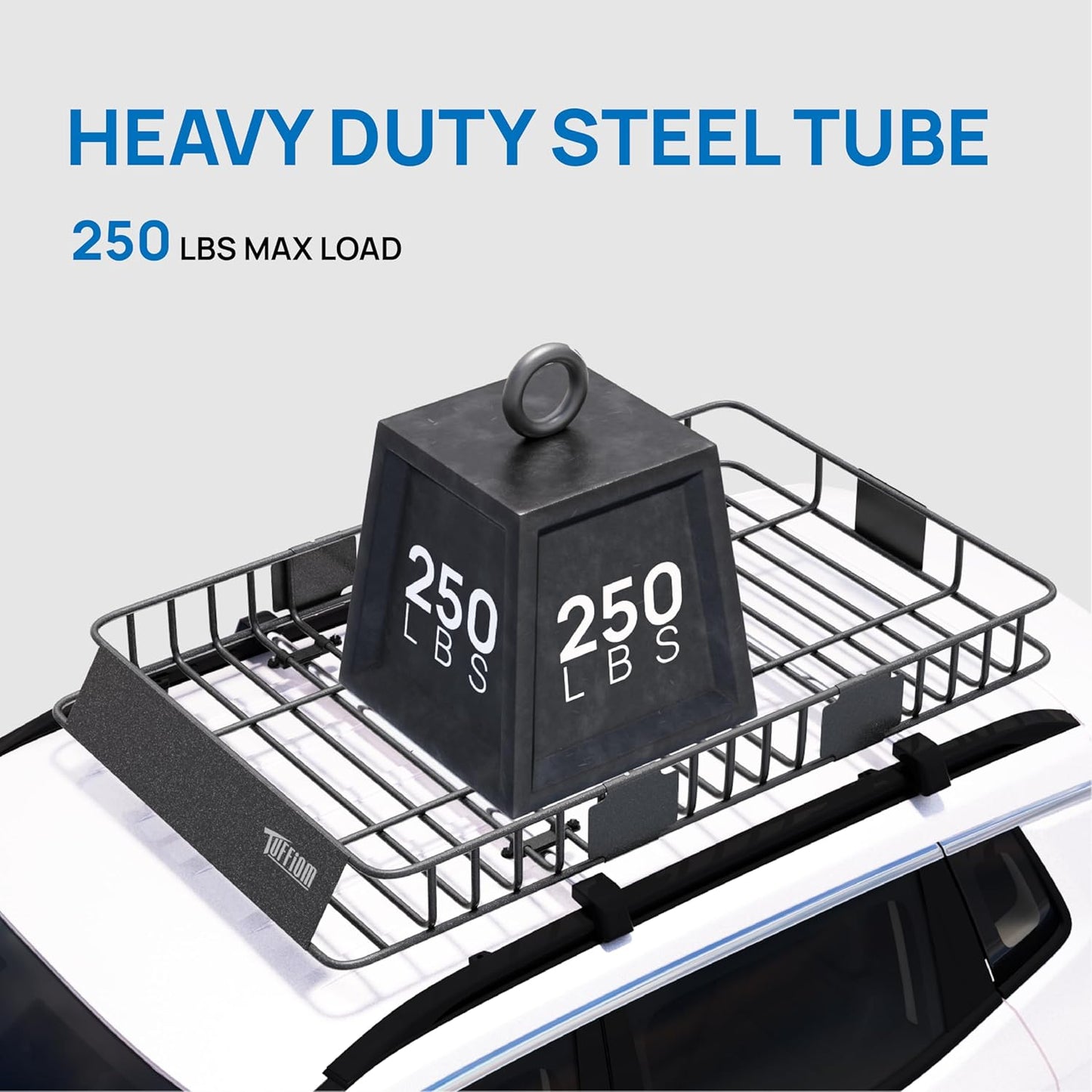 TUFFIOM 64"x 39"x 6" Universal Rooftop Cargo Carrier Basket, Extendable Steel Roof Rack Basket w/Straps with Hook, Heavy Duty Car Top Rack Luggage Holder Carrier Basket for SUV Car Truck Van