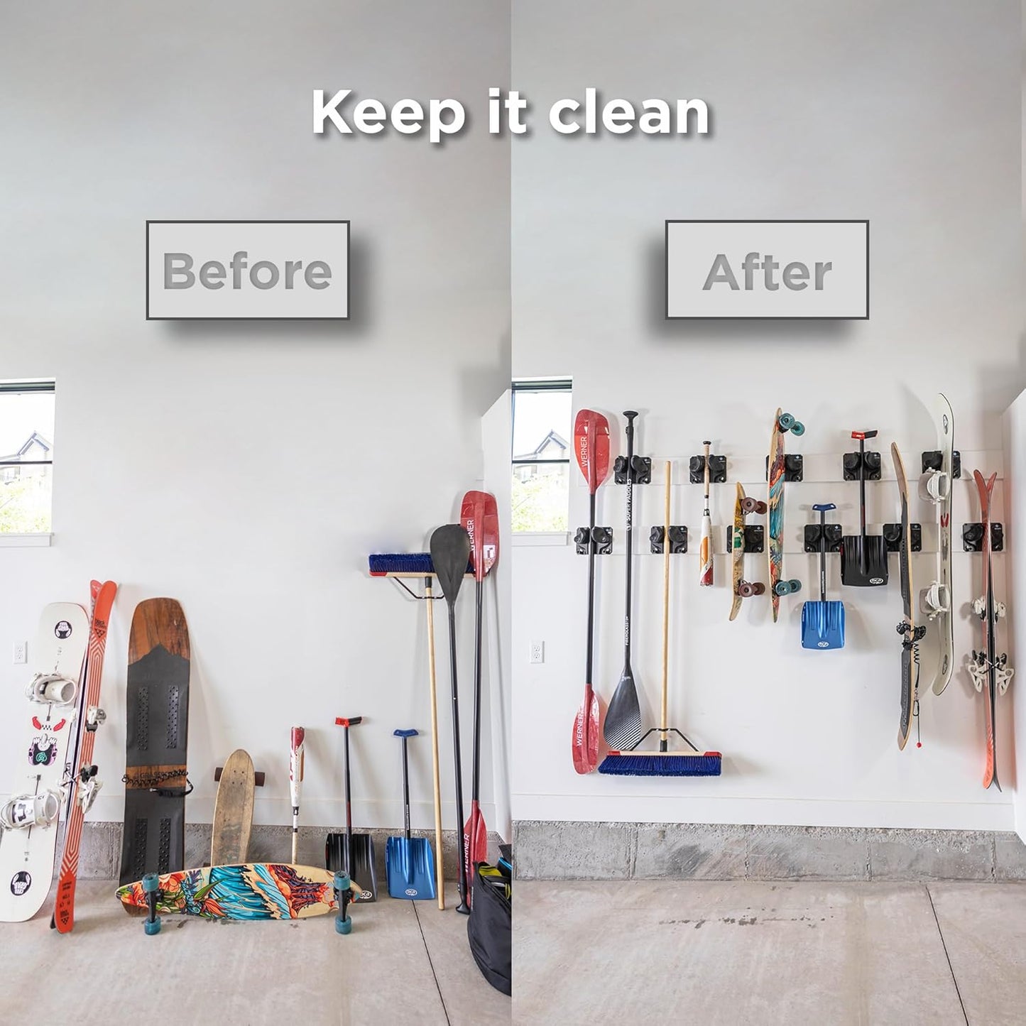 Ultimate Ski & Snowboard Wall Storage Rack - Fits any Ski or Snowboard - Save Your Rocker, Tips and Tails - Damage-free - 3x - Black