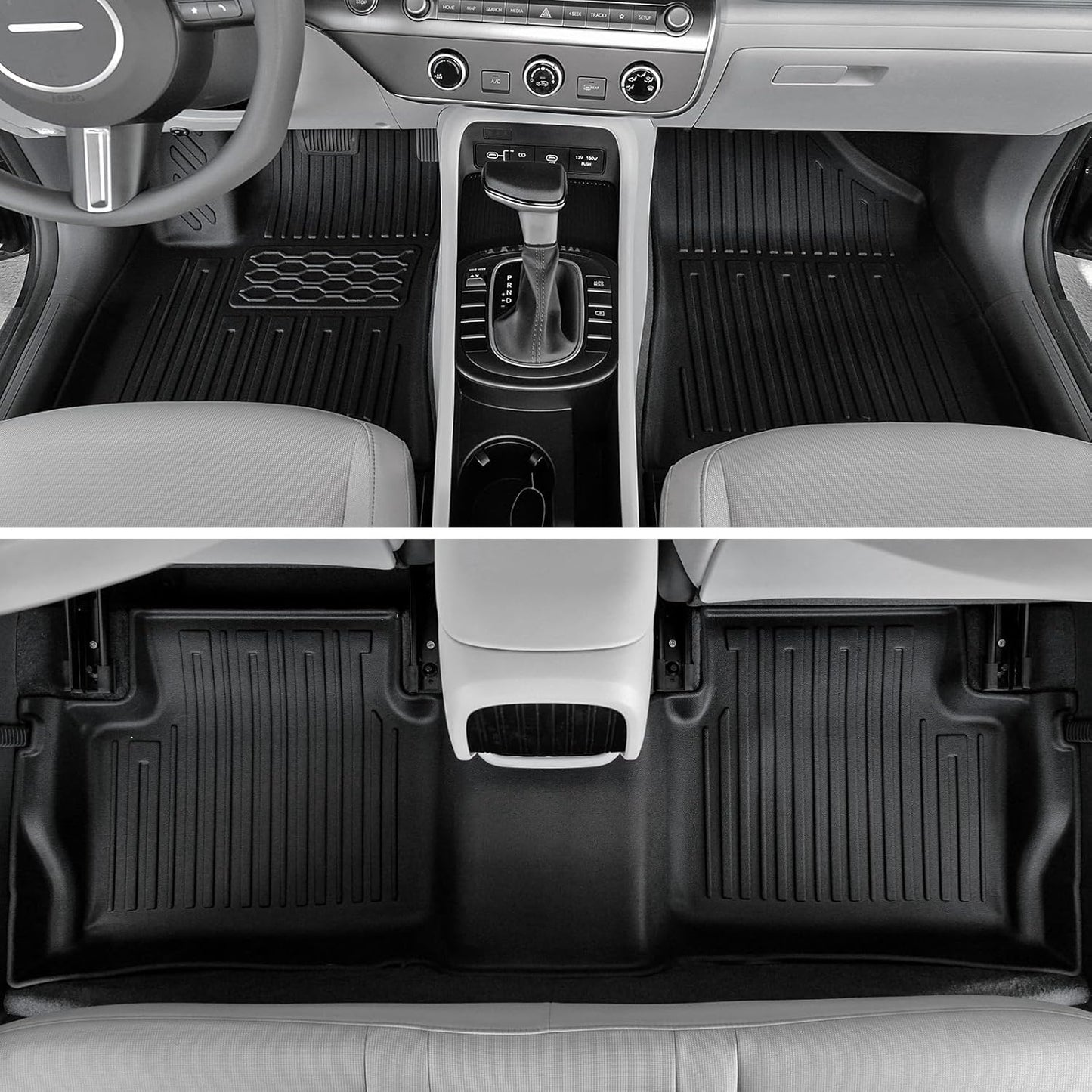 Floor Mats Set for 2024 2025 Hyundai Kona Gas, Full Coverage All Weather Floor Mats Cargo Mat with Backrest Protectors & Door Sill Guards for Hyundai Kona Accessories (Not fit EV/Electric)