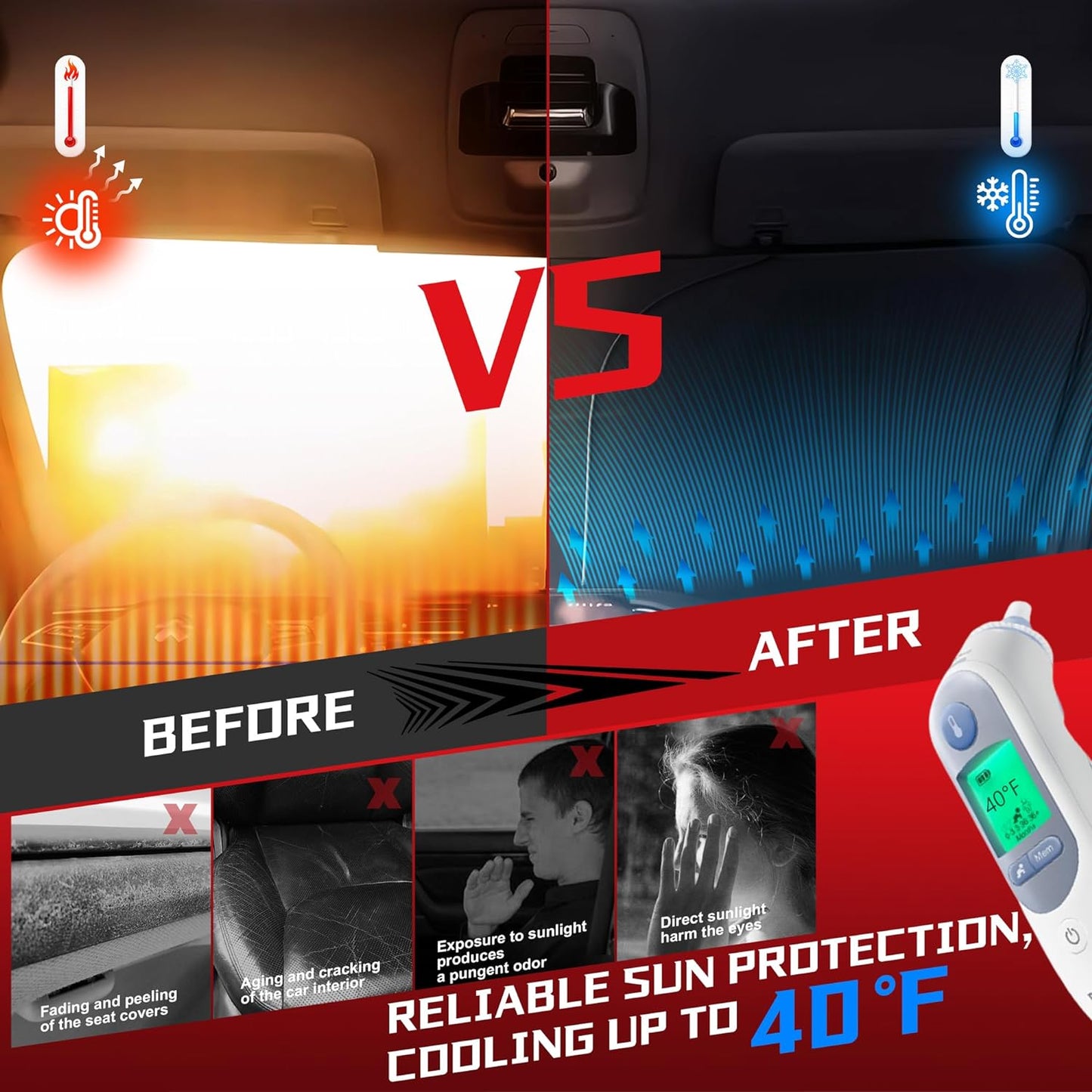 Windshield Sun Shade for 2011-2019 Ford Explorer SUV Foldable Sun Sunshade for Car Front Window Blocks UV Rays and Heat Automotive Interior Protector Custom Fit Accessories