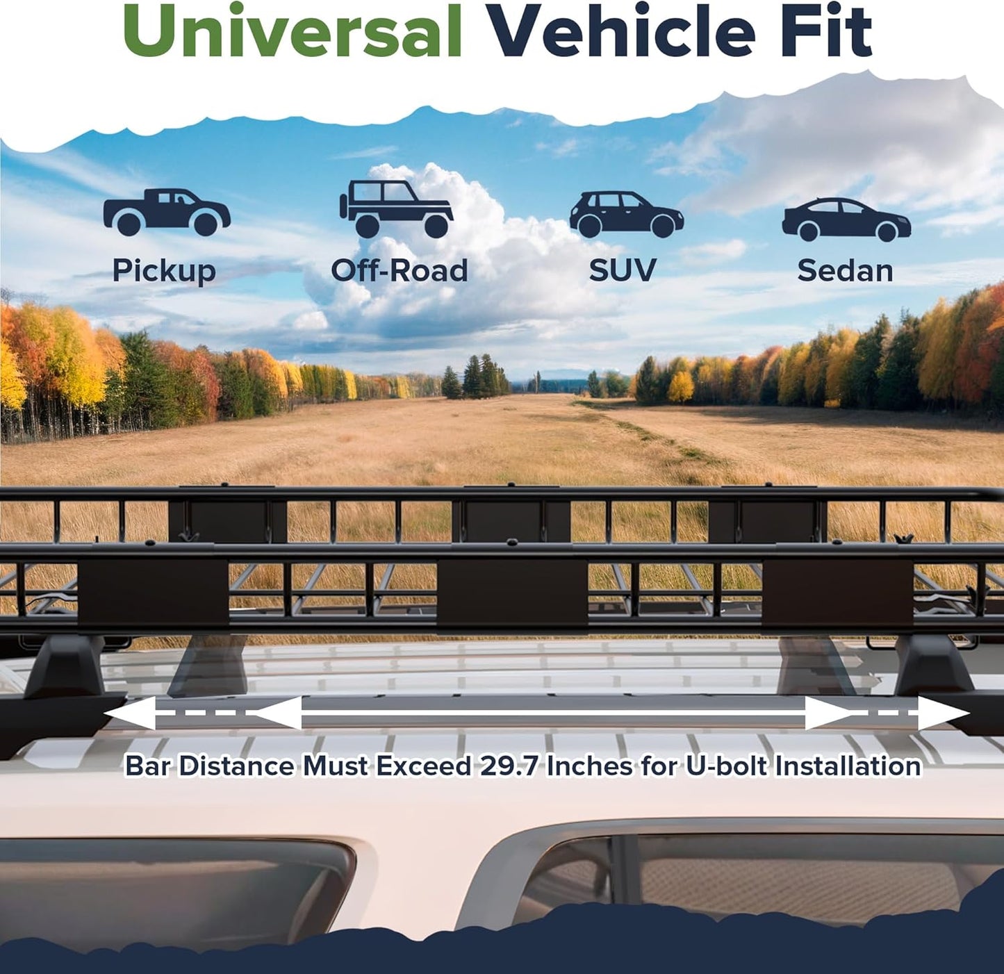 ARKSEN 64 x 39 x 4 Inch Upgrade Universal Roof Rack with Waterproof Bag - 150Lbs Capacity Heavy Duty Rooftop Cargo Carrier with Extension for Car, SUV & Pickup