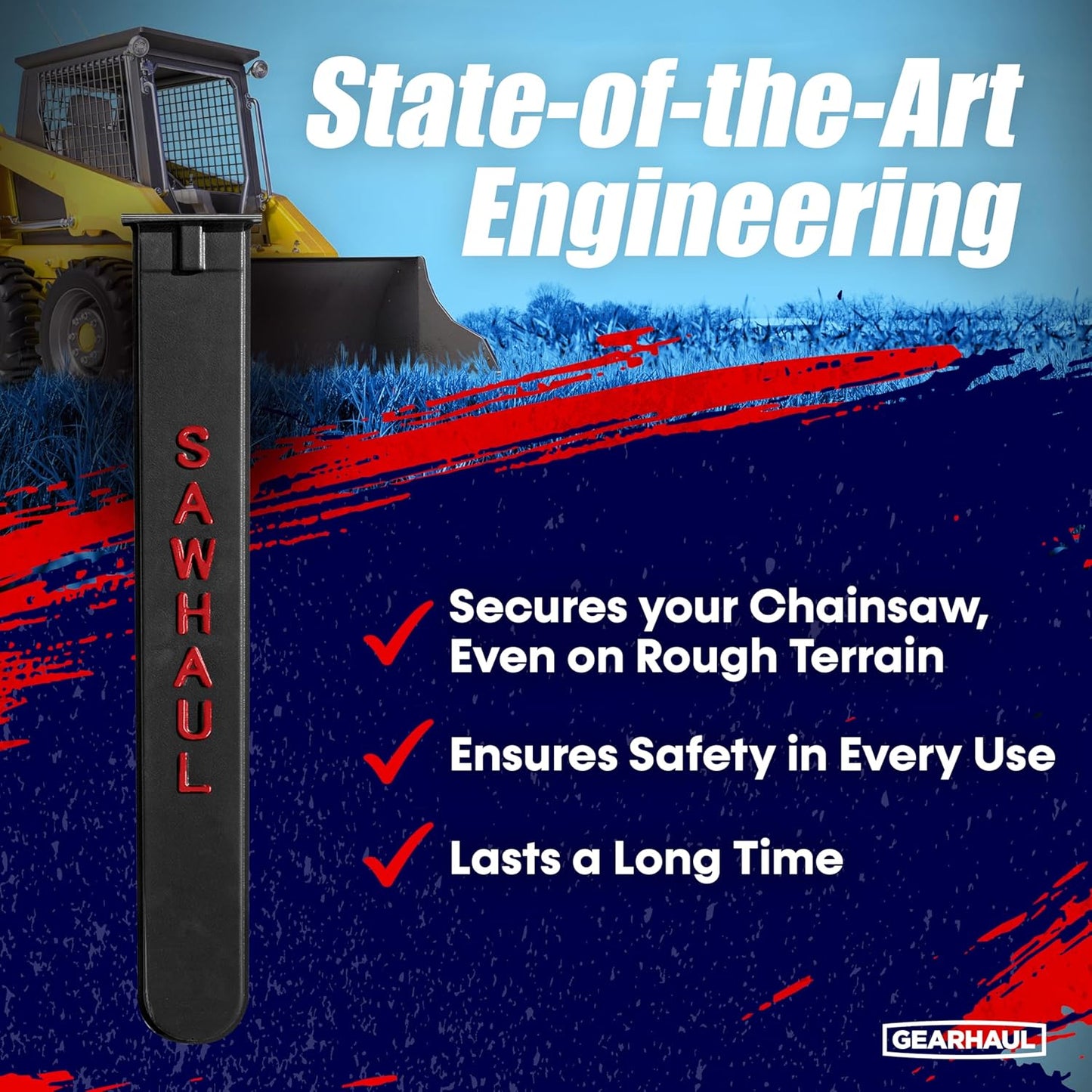 SawHaul Universal Tractor Chainsaw Holder - Made in Kansas USA - Fixed Mount Chainsaw Carrier (36" Red) Compatible w/All Brands