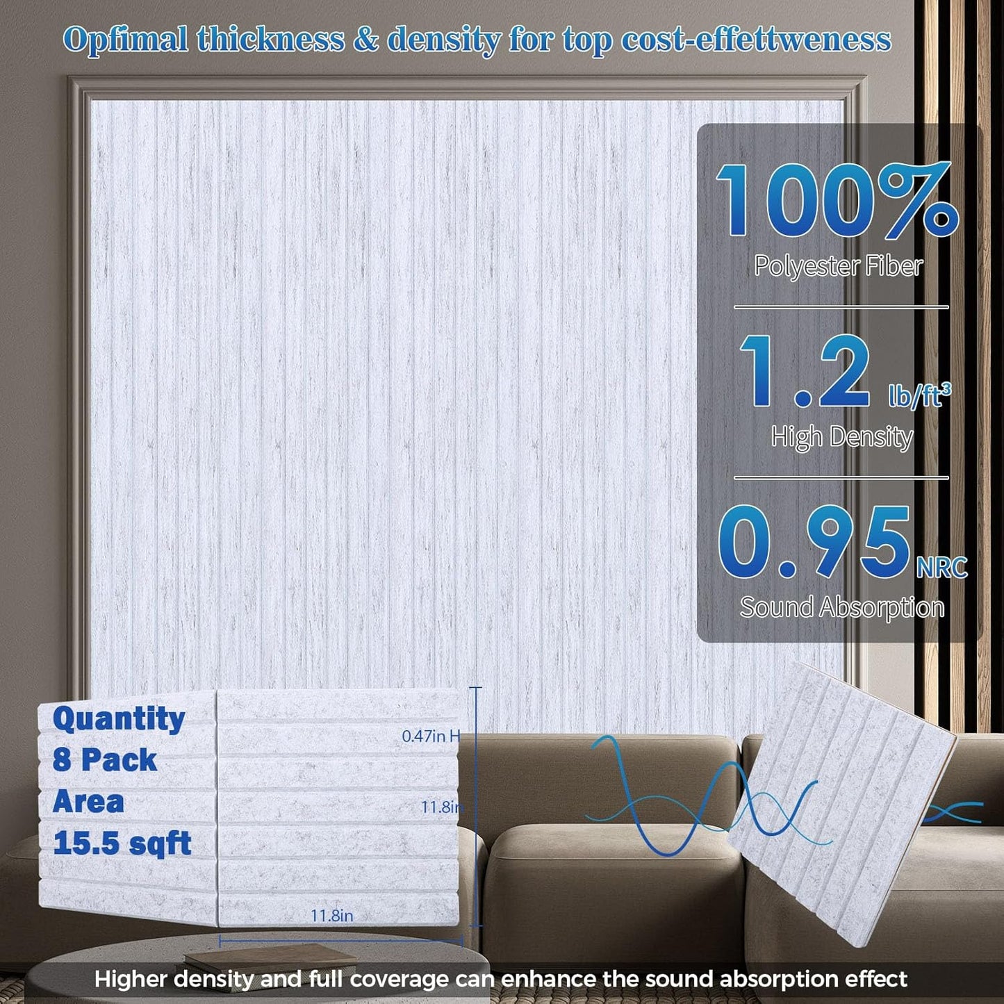 16 Pack Large Fold Soundproof Wall Panels,12 x 12 x 0.47 in Sound Proof Foam Panels for Walls, 1.2lb/ft³ High Density, Thicker 0.47in, Acoustic Panels, Sound Dampening Panels Gray