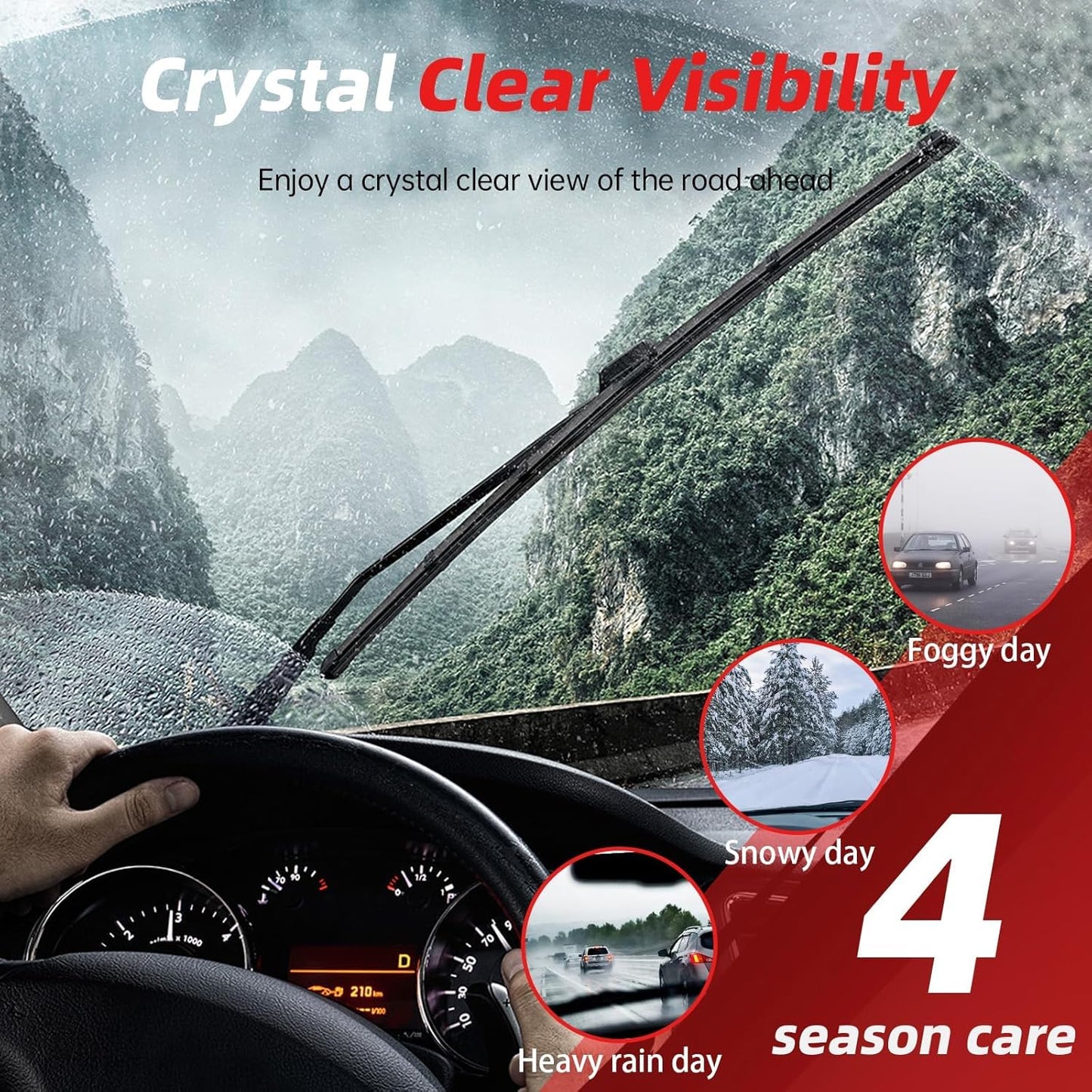 OTUAYAUTO Windshield Wiper Blades - Replacement for Honda Pilot 2016-2022, Front and Rear Wiper Blades, U Hook - 26"+24"+14" (Pack of 3)