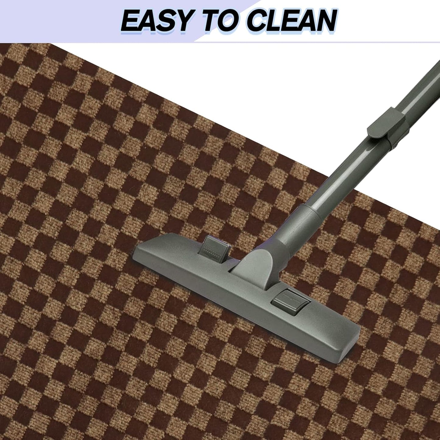 Custom Size Backed Non-Slip Area Rugs Runner, Easy Clean, Waterproof Runner Rugs for Hallway Entryway, Kitchen, Laundry, 3FT x 29FT, Brown Checkered