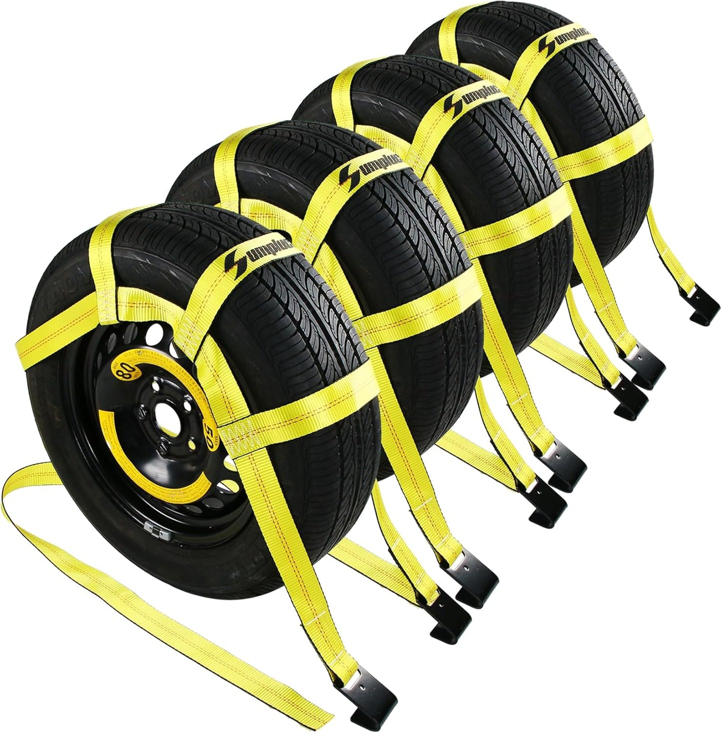 Tire Straps for A Car Trailer Tow Dolly Straps with Flat Hook 14"-19"Heavy Duty Tow Strap UTV Wheel Tie Down Strap for Hauling Cars 4 PK Truck Accessories Rescue Emergency Kit for Vehicles Essentials