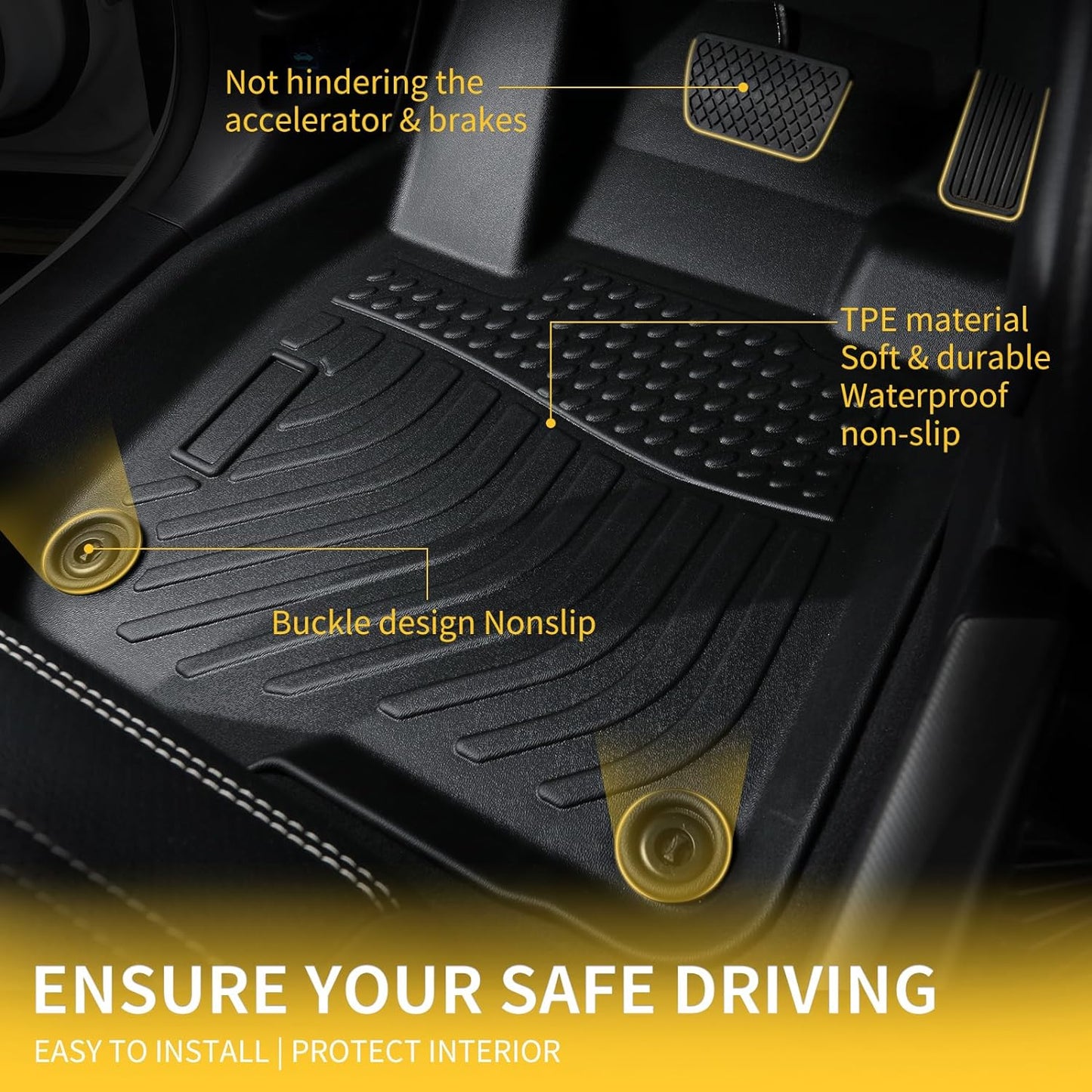 GINOWY-Floor Mats & Cargo Liner for Volvo XC60 2018-2025 (Fit for T5 T6,Not for Hybrid), All Weather Car Floor Mats for Volvo XC60 Accessories