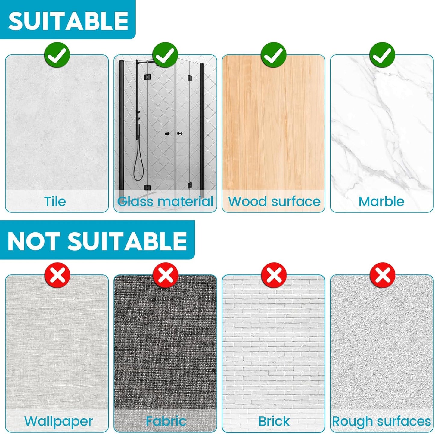 Broom Holder Wall Mount, 6 Pack Broom and Mop Organizer Wall Hanging Self Adhesive, No Drilling, Anti-Slip Broom and Mop Hanger Wall Mount Cleaning Ideal for Bathroom, Kitchen, Garden, Garage