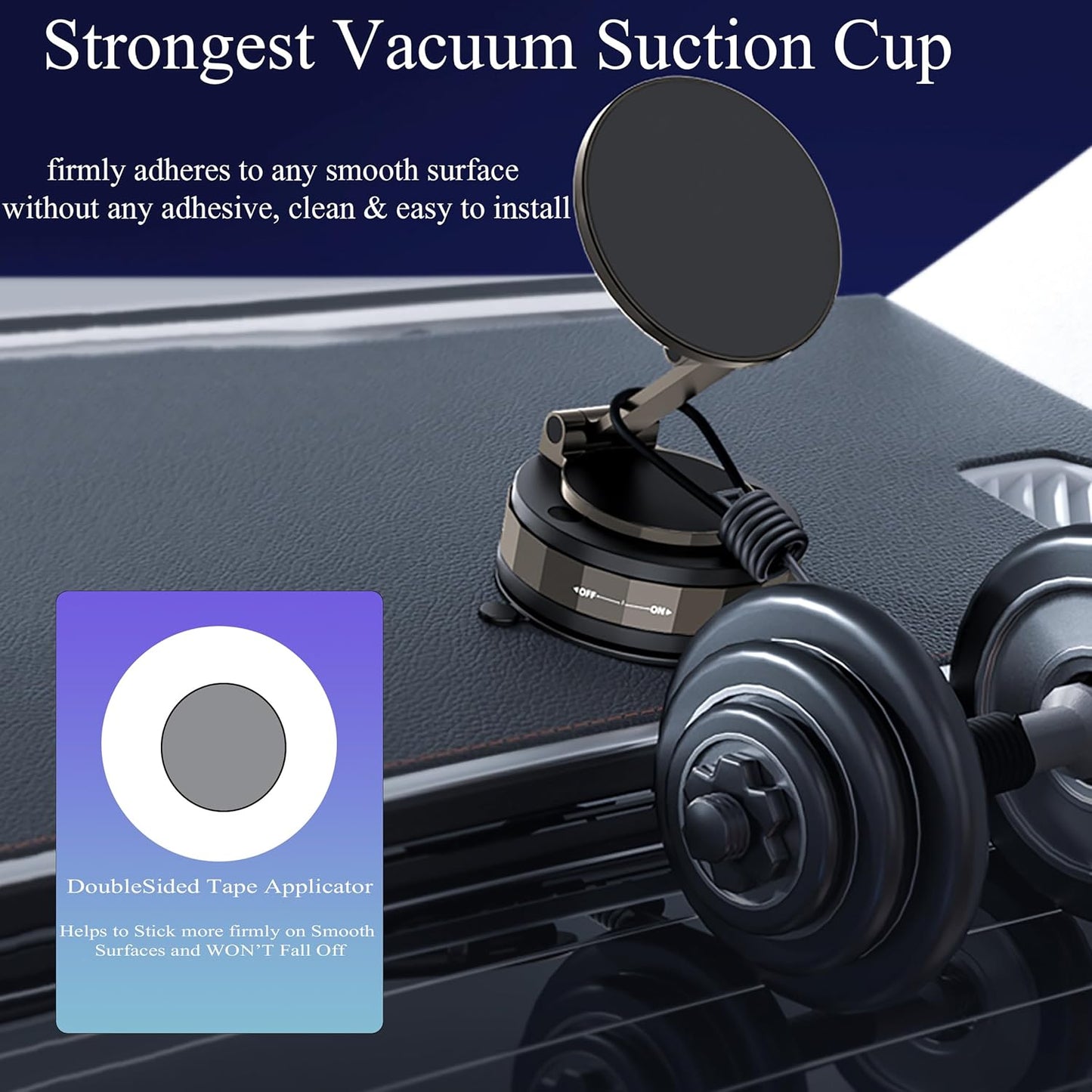 Upgraded Vacuum Magnetic Suction Phone Holder, Foldable 360° Mag Safe Car Mount, Fits i Phone 16/15/14 & Android | Portable for Car/Gym/Bathroom Mirror