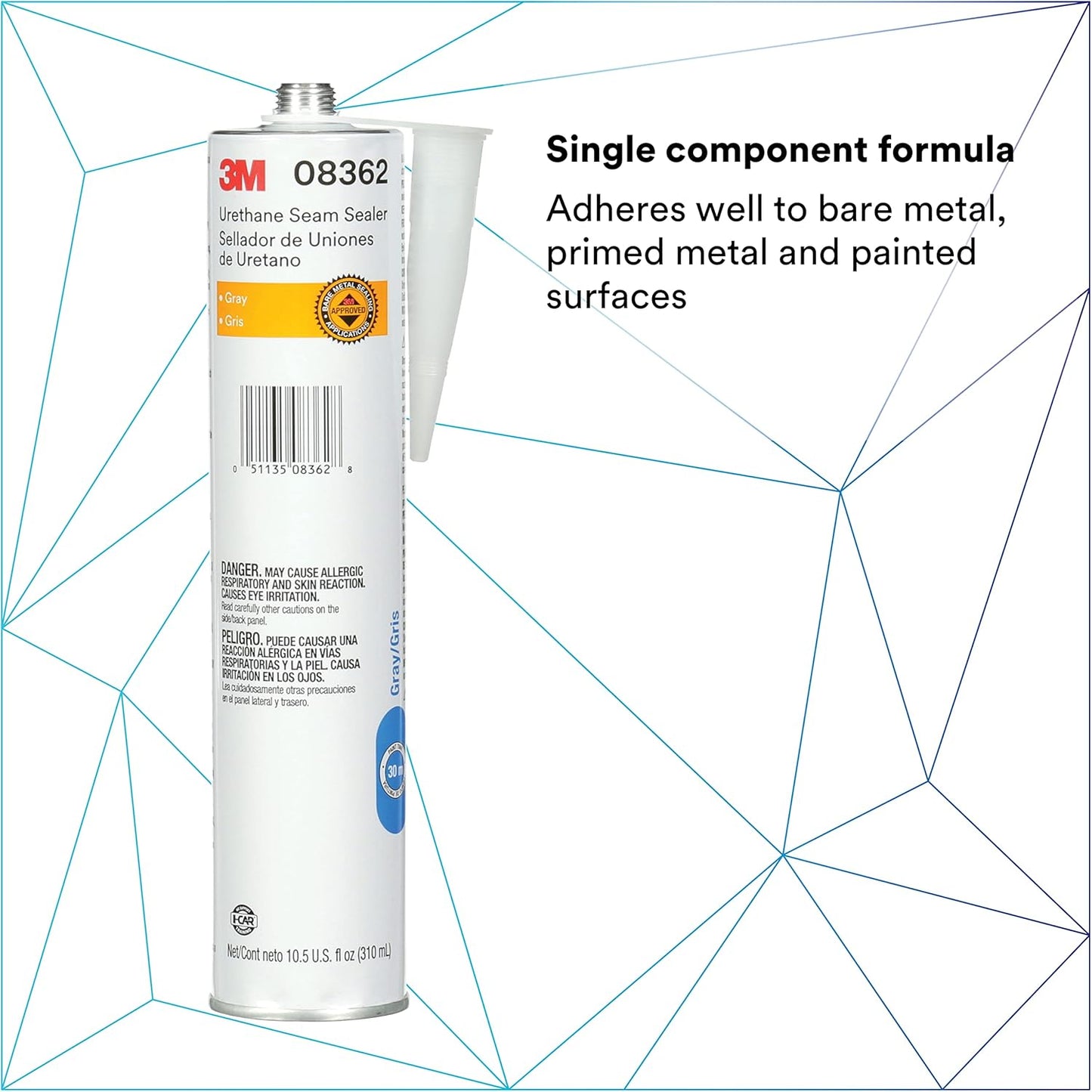 3M Urethane Seam Sealer, 08362, Gray Color, High Solids, Permanently Flexible, 310 mL/10.5 fl oz Cartridge