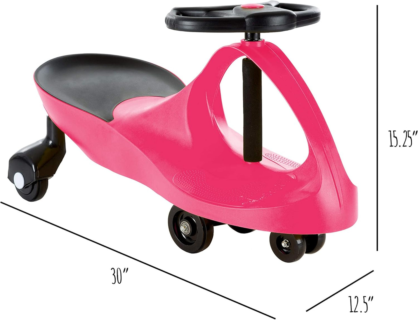Wiggle Car Ride On Toy - No Batteries, Gears or Pedals - Twist, Swivel, Go - Outdoor Ride Ons for Kids 3 Years and Up by Lil' Rider (Hot Pink)