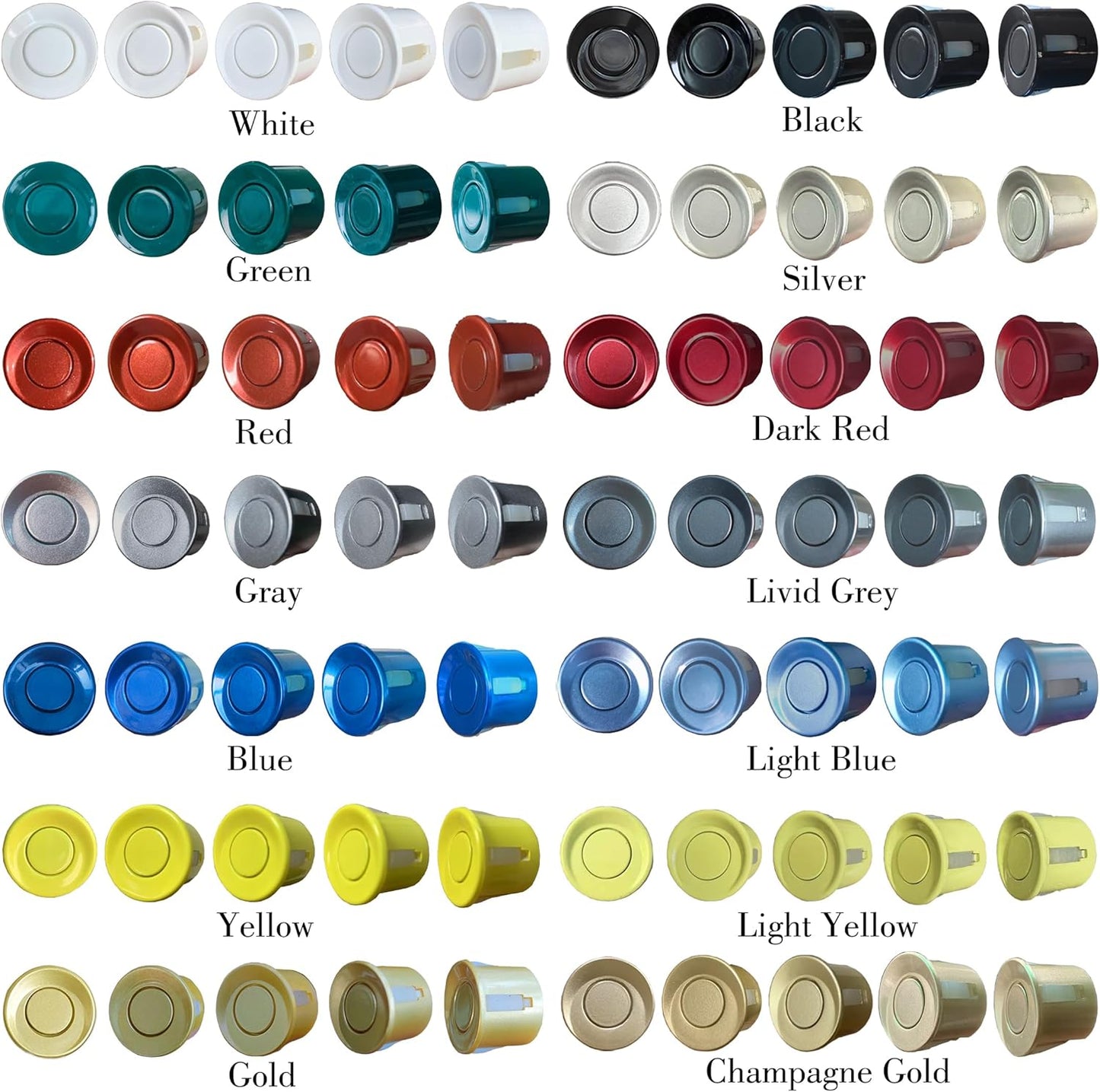 Car Reverse Backup Parking Sensor Radar System kit The LED Display with 3 Colors can Both Shows Distance Data and warn You with beep Sound Adjustable Volume Compact and Easy to Install（Champagne Gold）