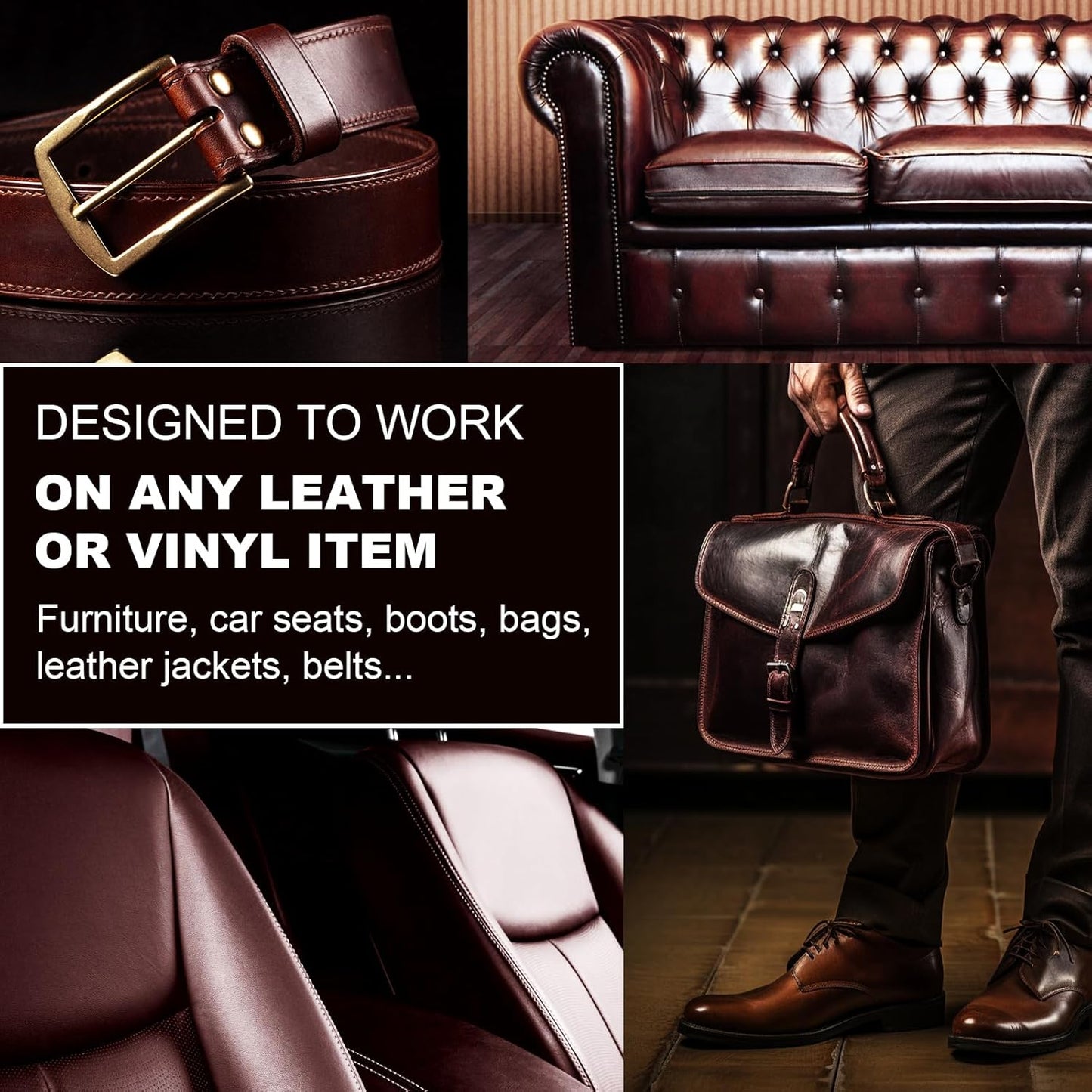 12oz Leather Recoloring Balm & 3.4oz Mink Oil Leather Conditioner kit,Dark Gray Leather Color Repair Kits for Couches, Leather Couch Paint Scratch Repair for Furniture Car Sofa Shoes Leather Dye