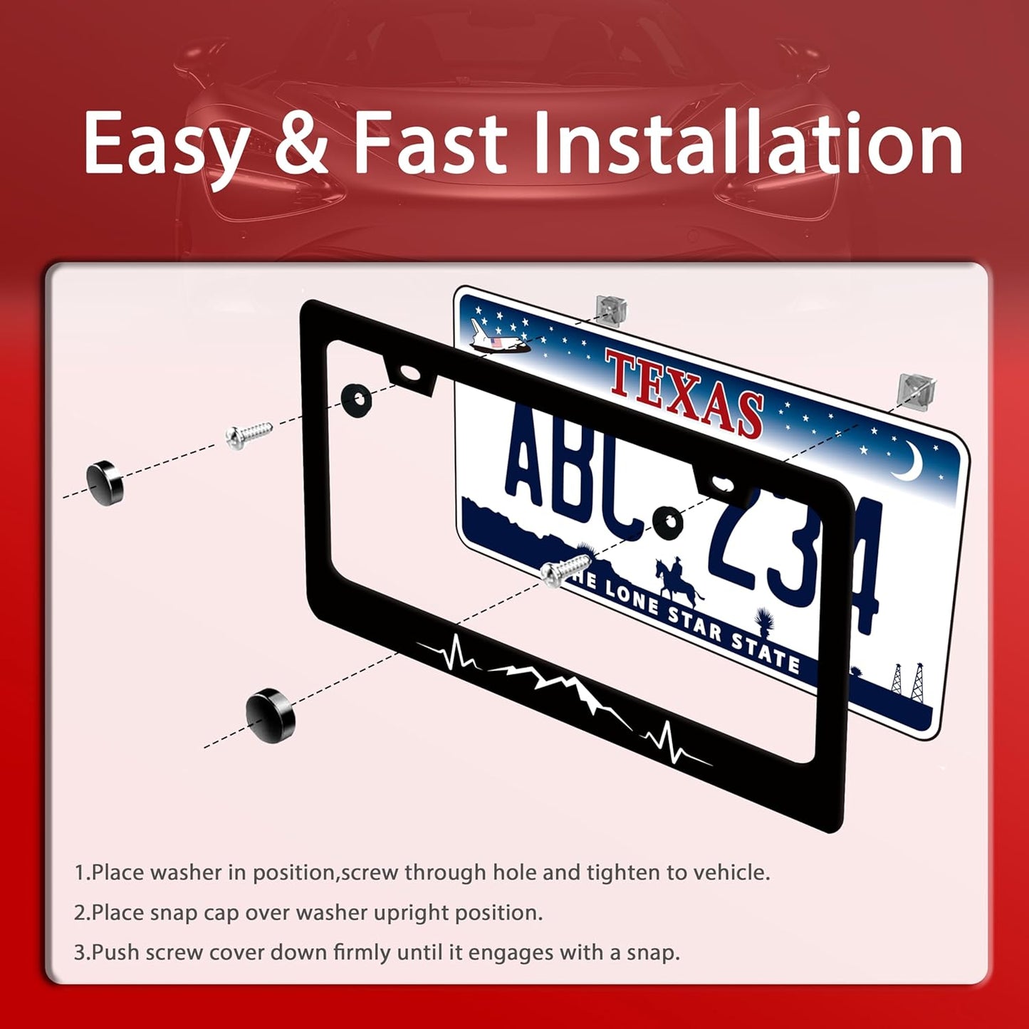 Mountains License Plate Frame Funny Mountain License Plate Holder Stainless Steel Accessories Cars Decor with 2 Holes and Screws Fits Standard Us Ca Vehicles License Plate Frames 12.2 X 6 Inch