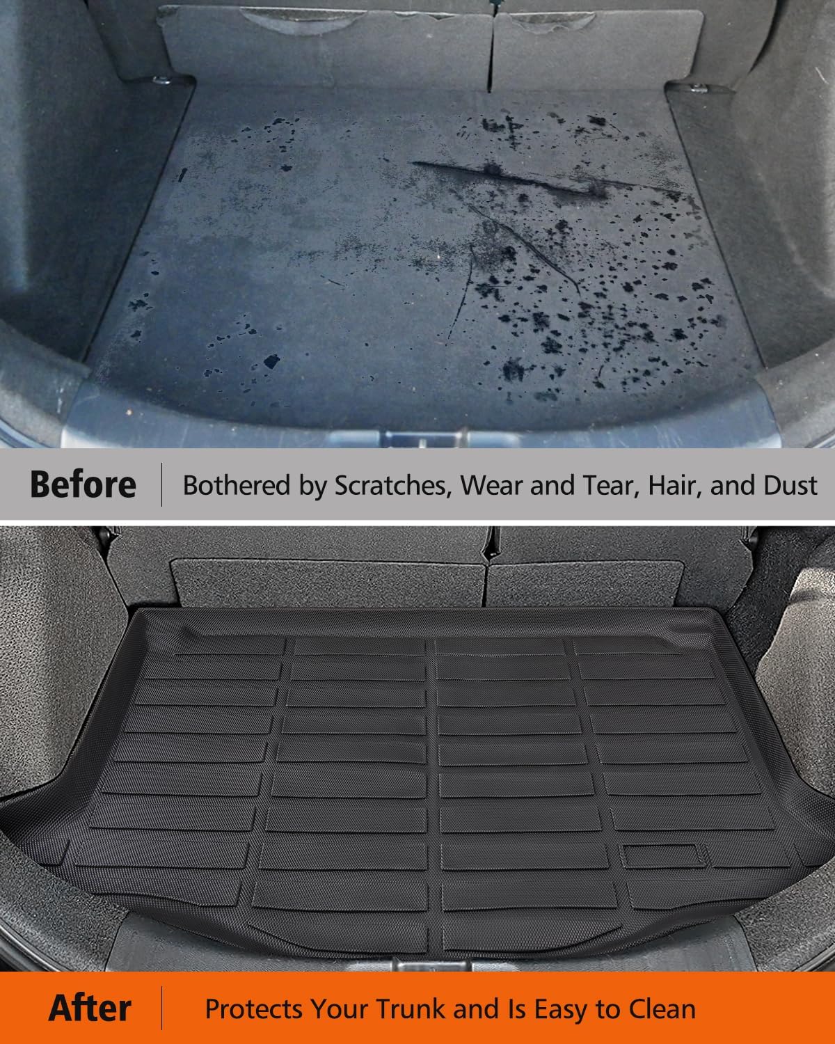 Car Floor Mats for Honda Fit : 2015-2020 (Not for Manual Transmission) Cargo Trunk Liner, Accessories All Weather Rubber Custom Fit for Honda Fit 2020 2019 2018 2017 2016 2015 SUV 5-Seat Models Black