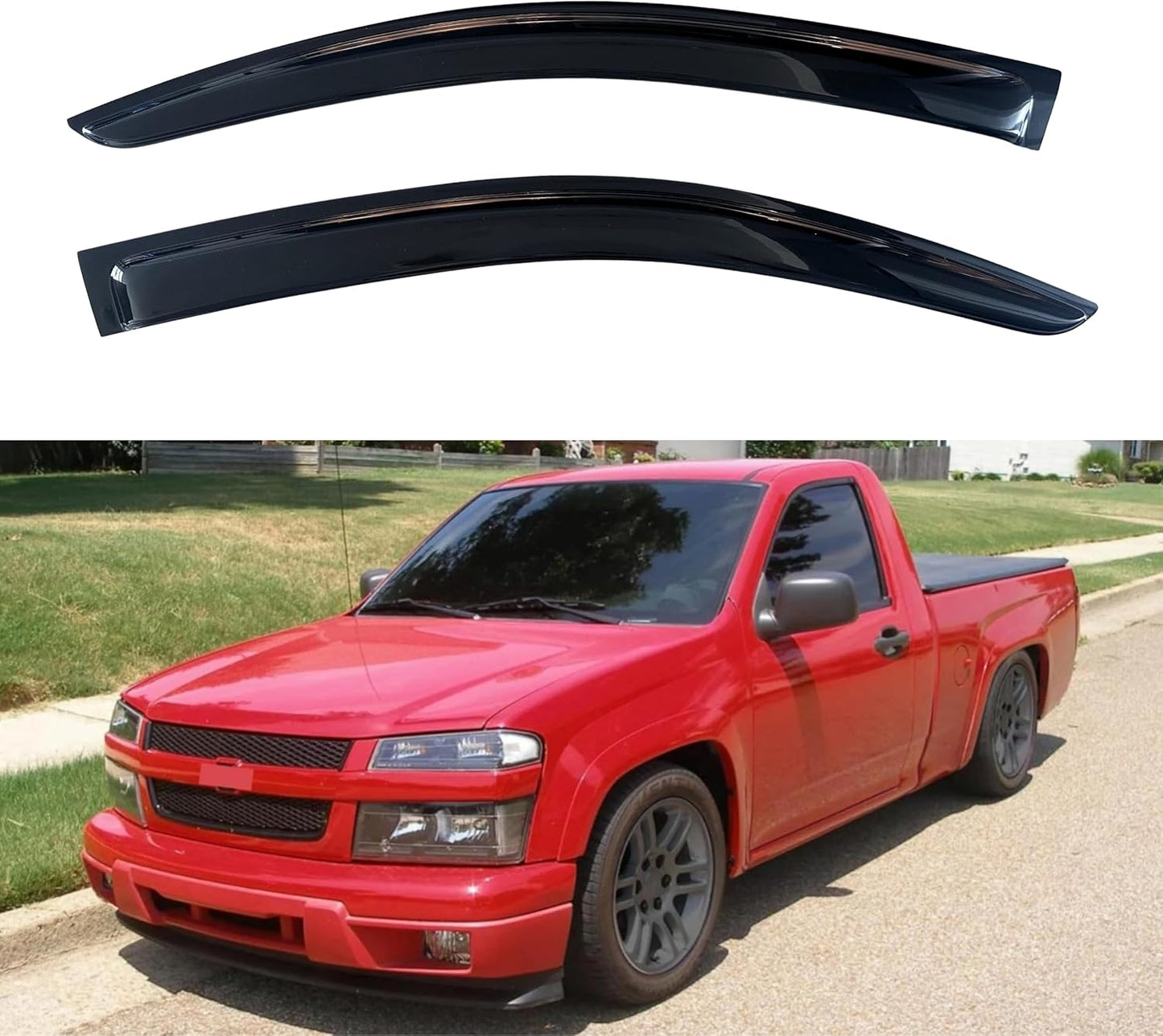 KPY Window Visor Compatible with Chevrolet Colorado Standard Cab 2004-2012 & GMC Canyon Standard Cab 2004-2012, Rain Guard Vent Deflectors Tape-On, 2005 2006 2007 2008 2009 2010 2011 (Standard Cab)